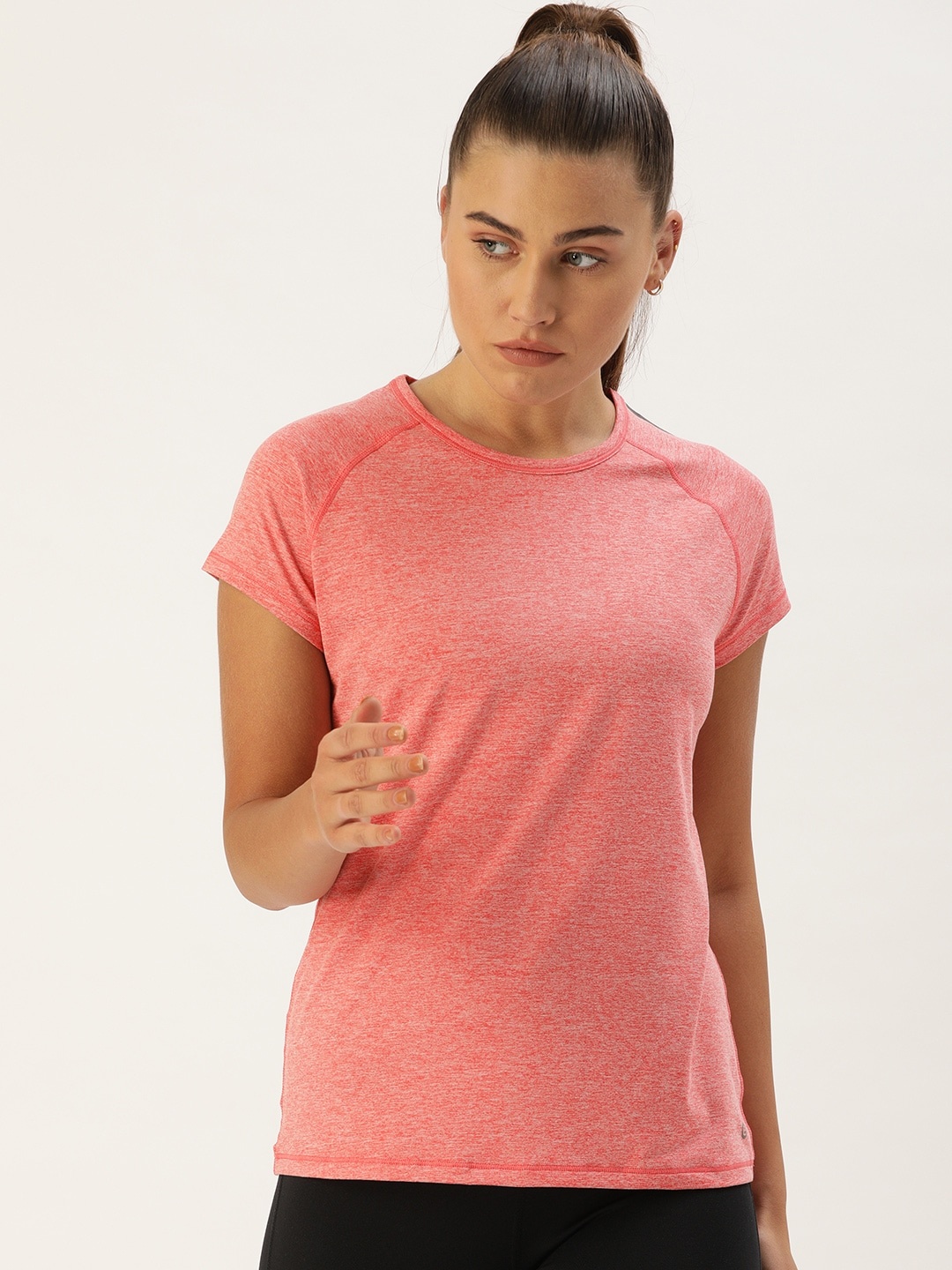 Enamor Women Bubble Pink Solid Round Neck Slim Fit Rapid Dry and Antimicrobial T-shirt
Enamor Women Bubble Pink Solid Round Neck Slim Fit Rapid Dry and Antimicrobial T-shirt