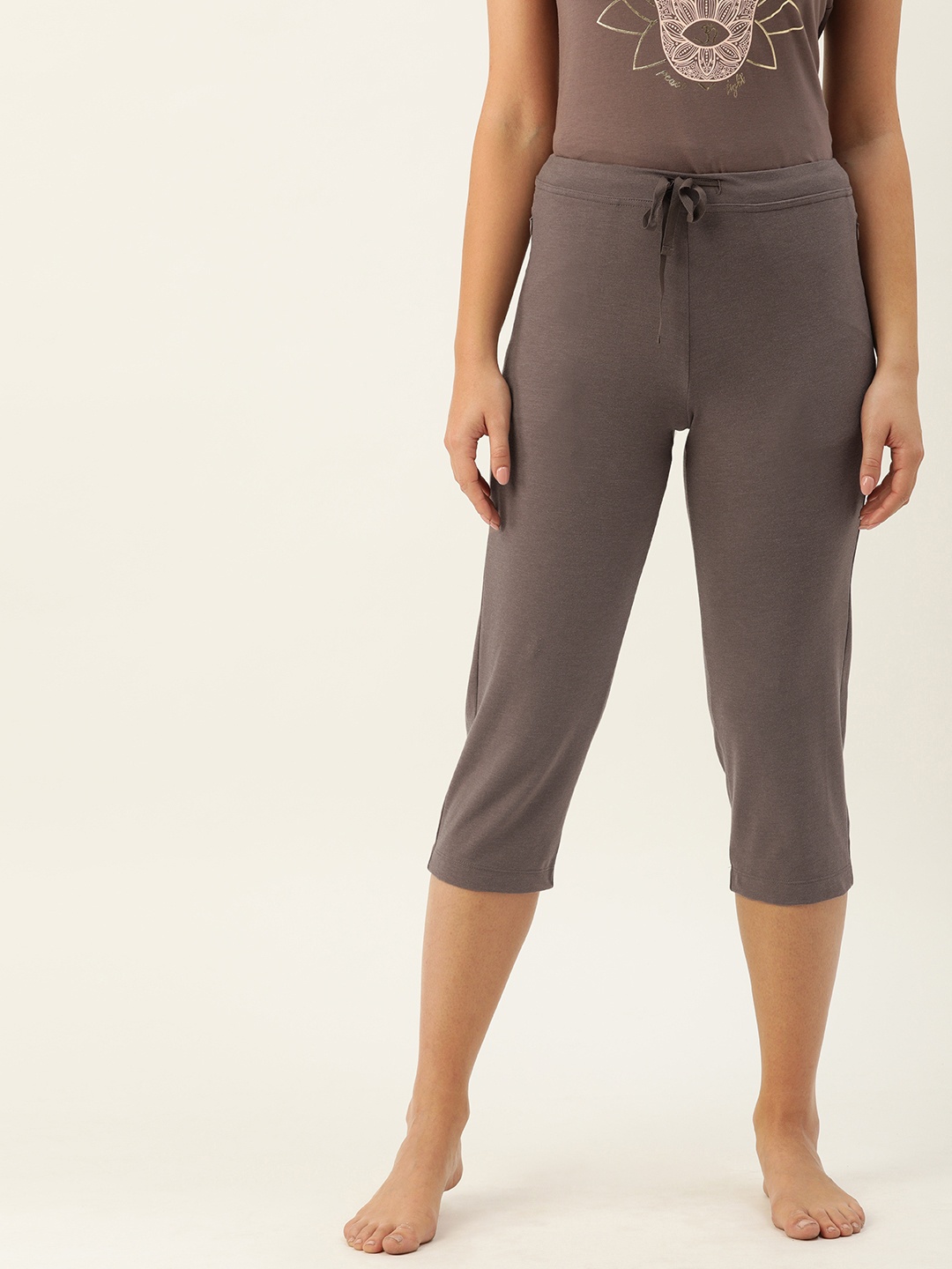 Enamor E018 Mid-Rise Straight Leg Lounge Capris for Women with Drawstring & Zipper Pockets, Brown
Enamor E018 Mid-Rise Straight Leg Lounge Capris for Women with Drawstring & Zipper Pockets, Brown