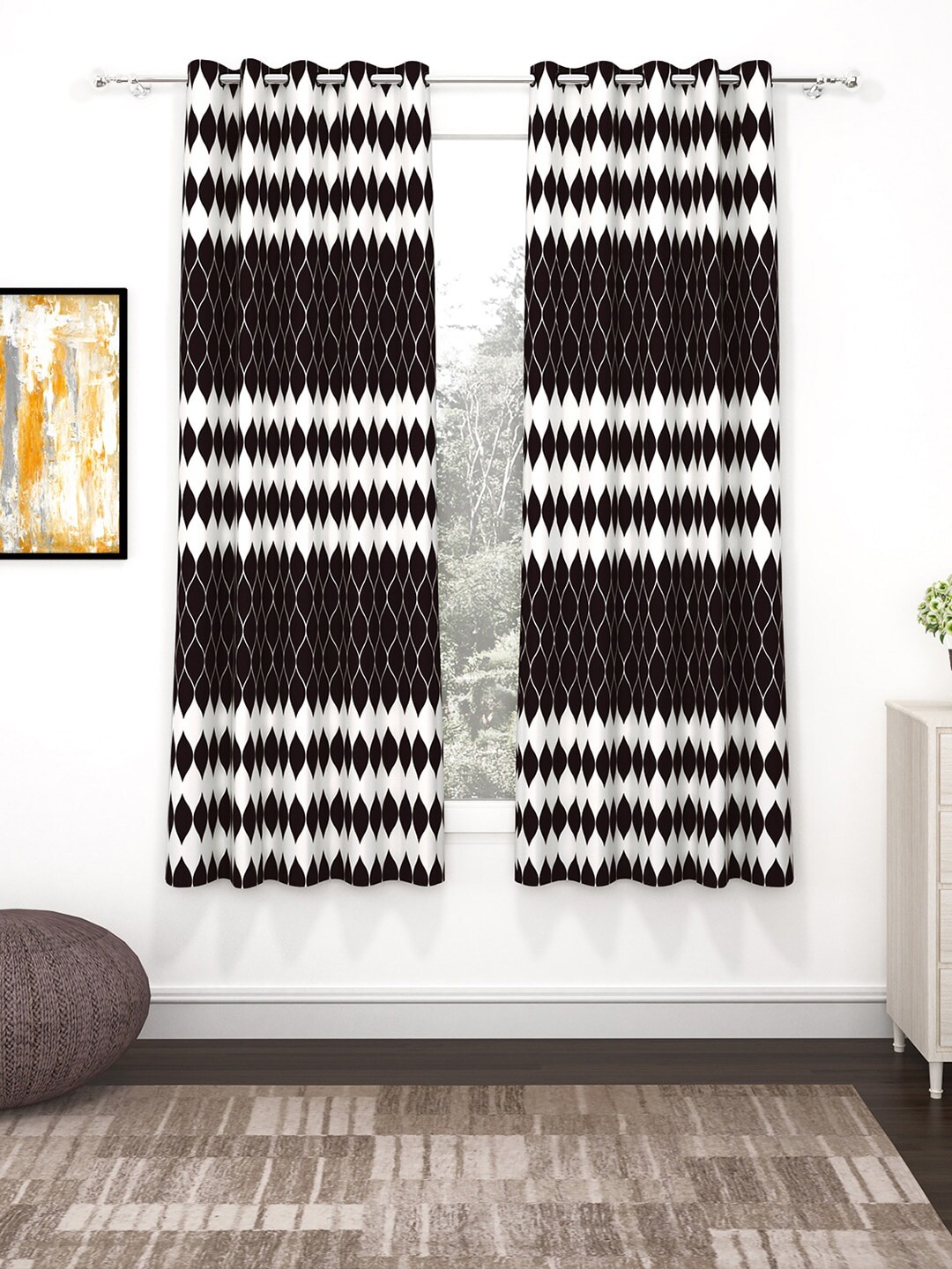 Bedspun Set Of 2 Black & White Printed Polyetser Eyelet Ringtop Window Curtains-5 feet
Bedspun Set Of 2 Black & White Printed Polyetser Eyelet Ringtop Window Curtains-5 feet