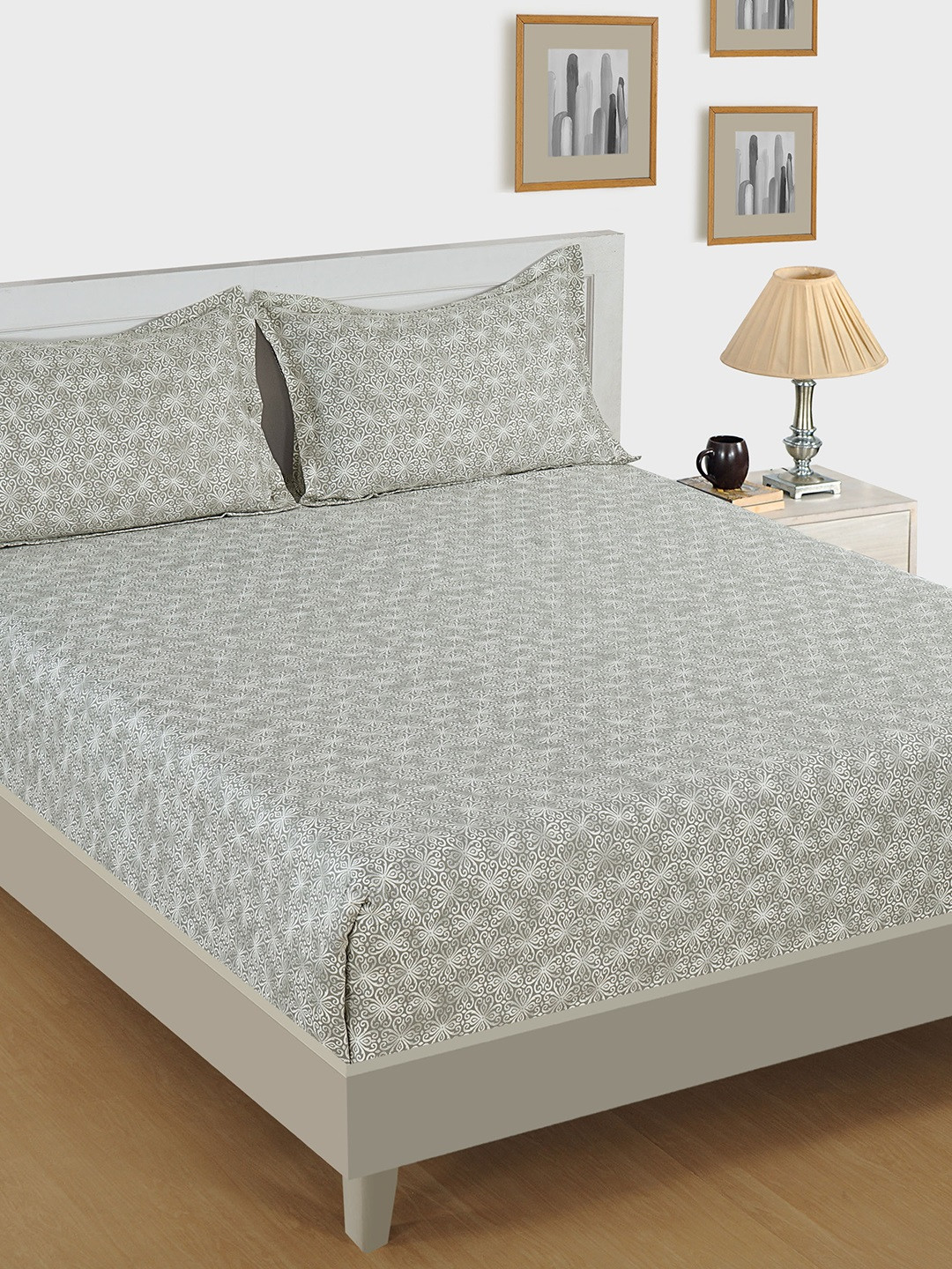 SWAYAM White & Grey Ethnic Motifs 600 TC Cotton 1 King Bedsheet with 2 Pillow Covers
SWAYAM White & Grey Ethnic Motifs 600 TC Cotton 1 King Bedsheet with 2 Pillow Covers