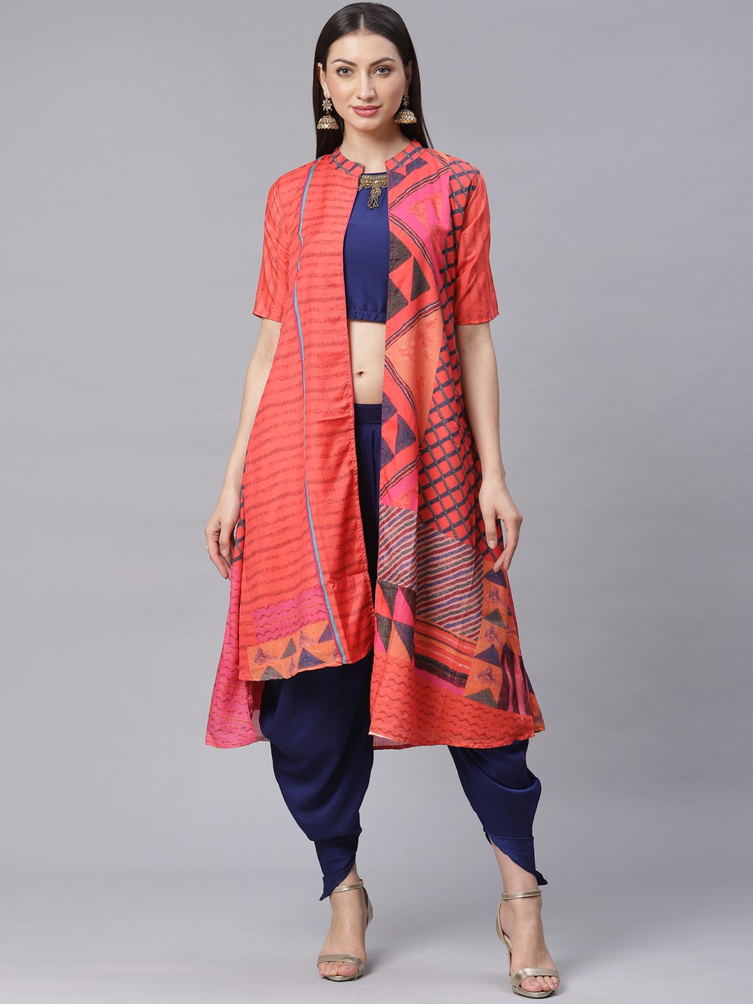 Chhabra 555 Orange & Navy Blue Made to Measure Solid Crop Top with Dhoti Pants & Jacket
Chhabra 555 Orange & Navy Blue Made to Measure Solid Crop Top with Dhoti Pants & Jacket