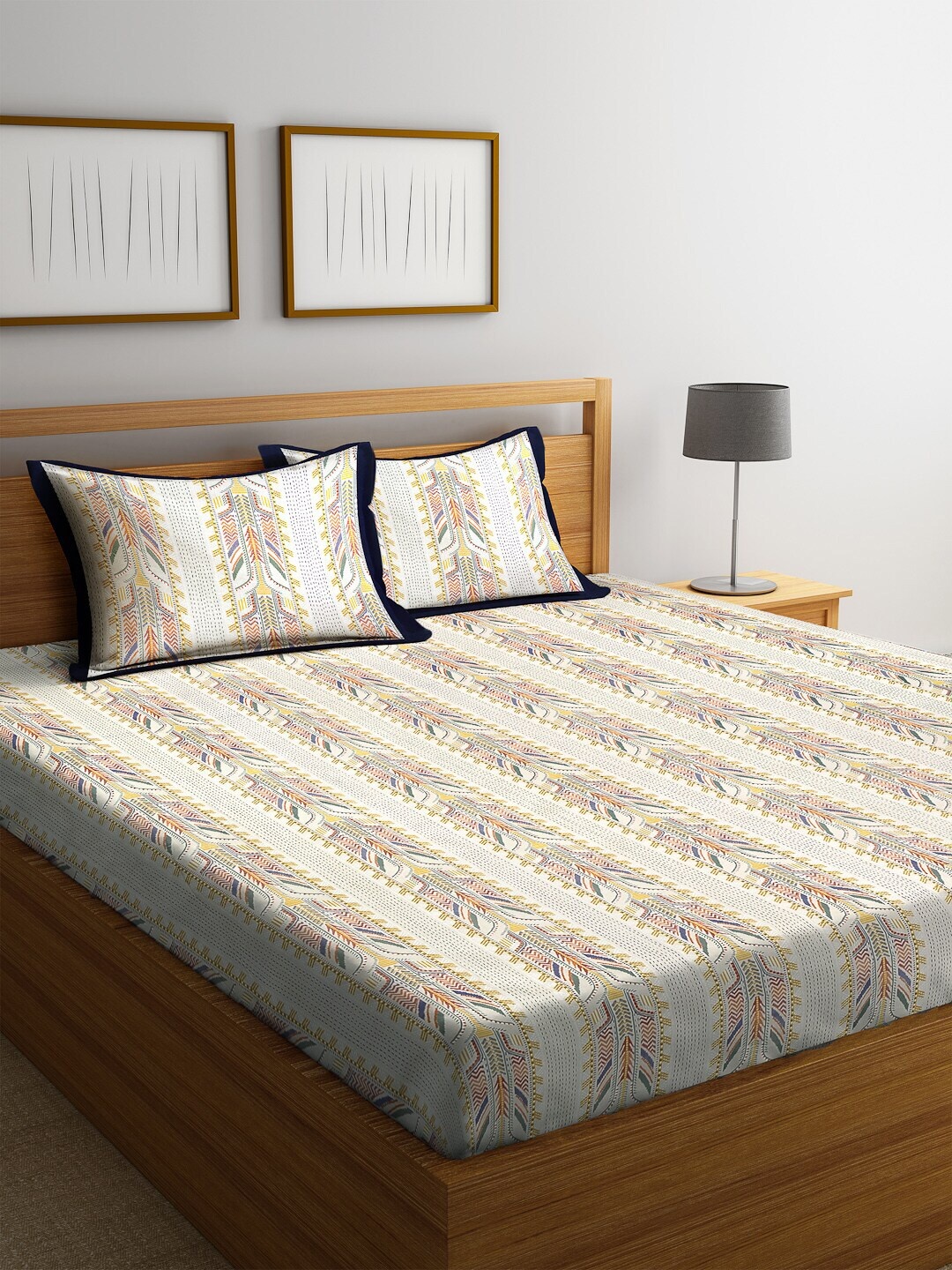 HOSTA HOMES Off-White & Blue Abstract Print 300 TC Cotton Double Bedsheet with 2 Pillow Covers
HOSTA HOMES Off-White & Blue Abstract Print 300 TC Cotton Double Bedsheet with 2 Pillow Covers