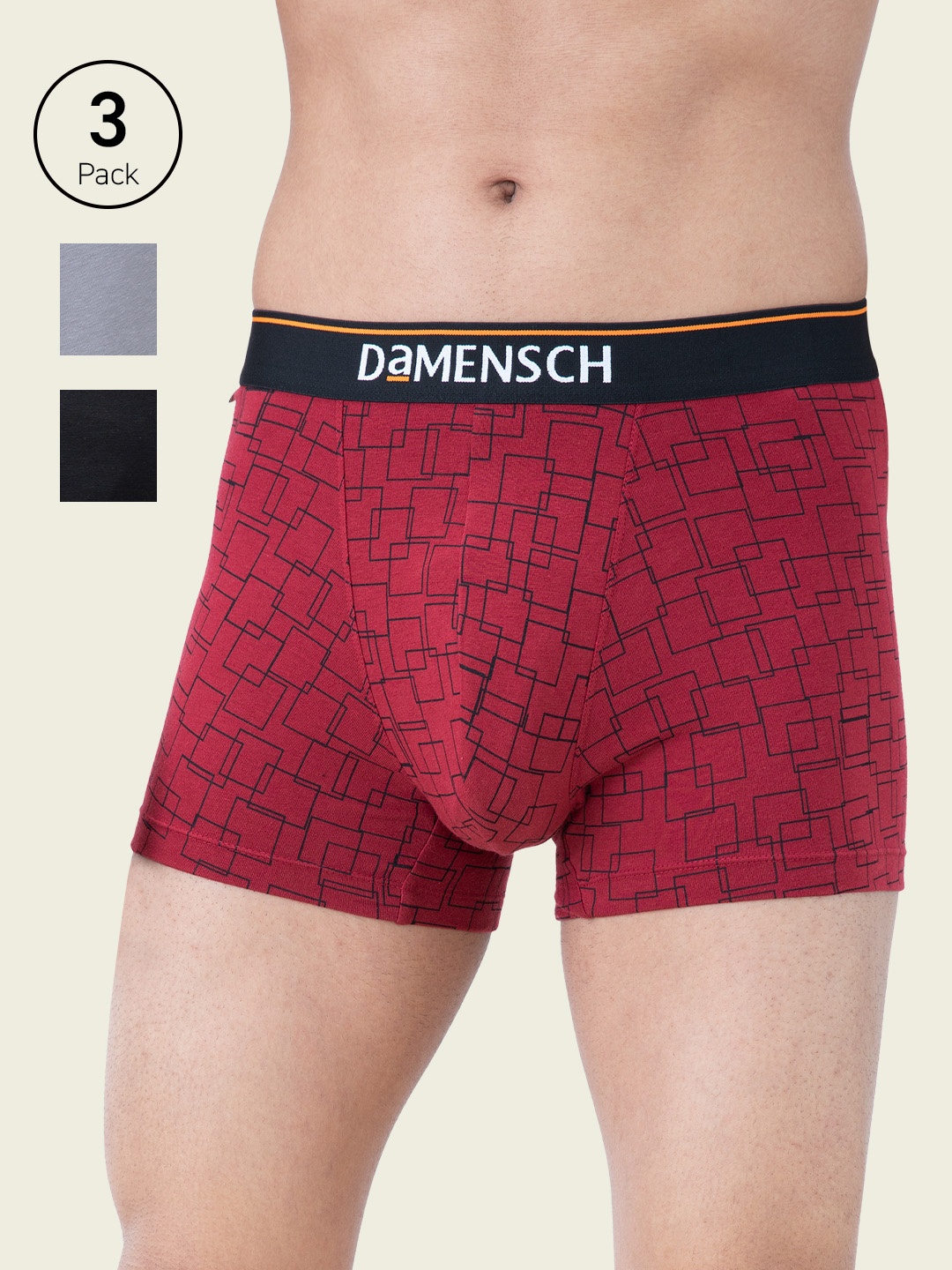 DAMENSCH Men Pack Of 3 Anti Bacterial Deodorizing Trunks DAM-CTM-T-SNR-DRG-SWB-PACK-3-MIX, Red
DAMENSCH Men Pack Of 3 Anti Bacterial Deodorizing Trunks DAM-CTM-T-SNR-DRG-SWB-PACK-3-MIX, Red
