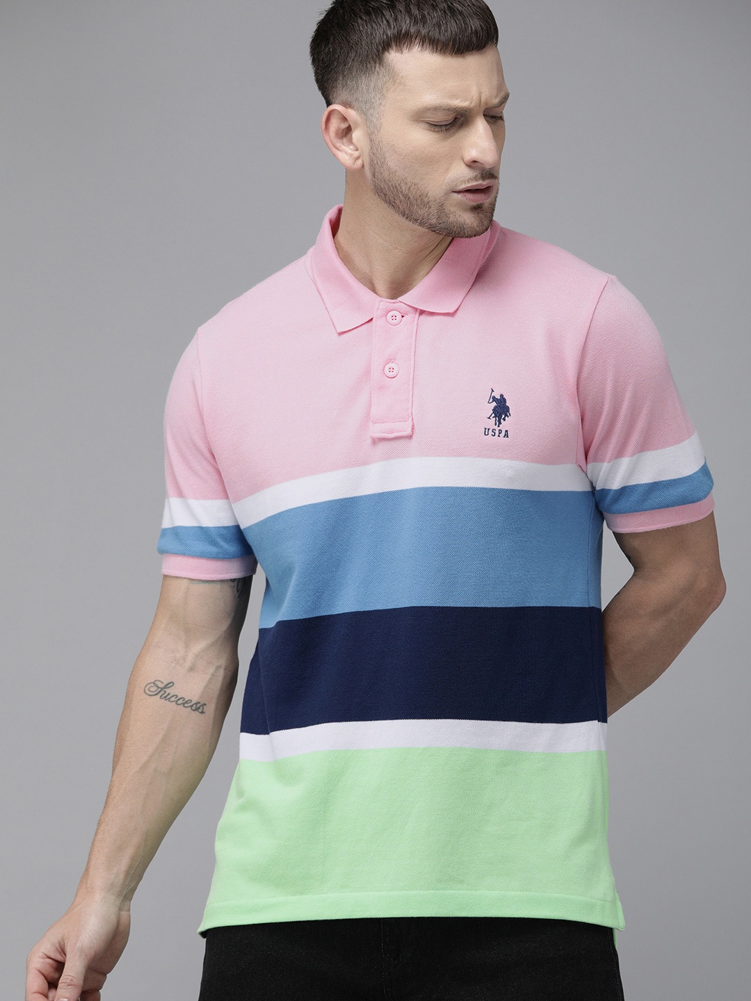 U.S. Polo Assn. Men Multicoloured Colourblocked Polo Collar Pure Cotton T-shirt, Multi
U.S. Polo Assn. Men Multicoloured Colourblocked Polo Collar Pure Cotton T-shirt, Multi