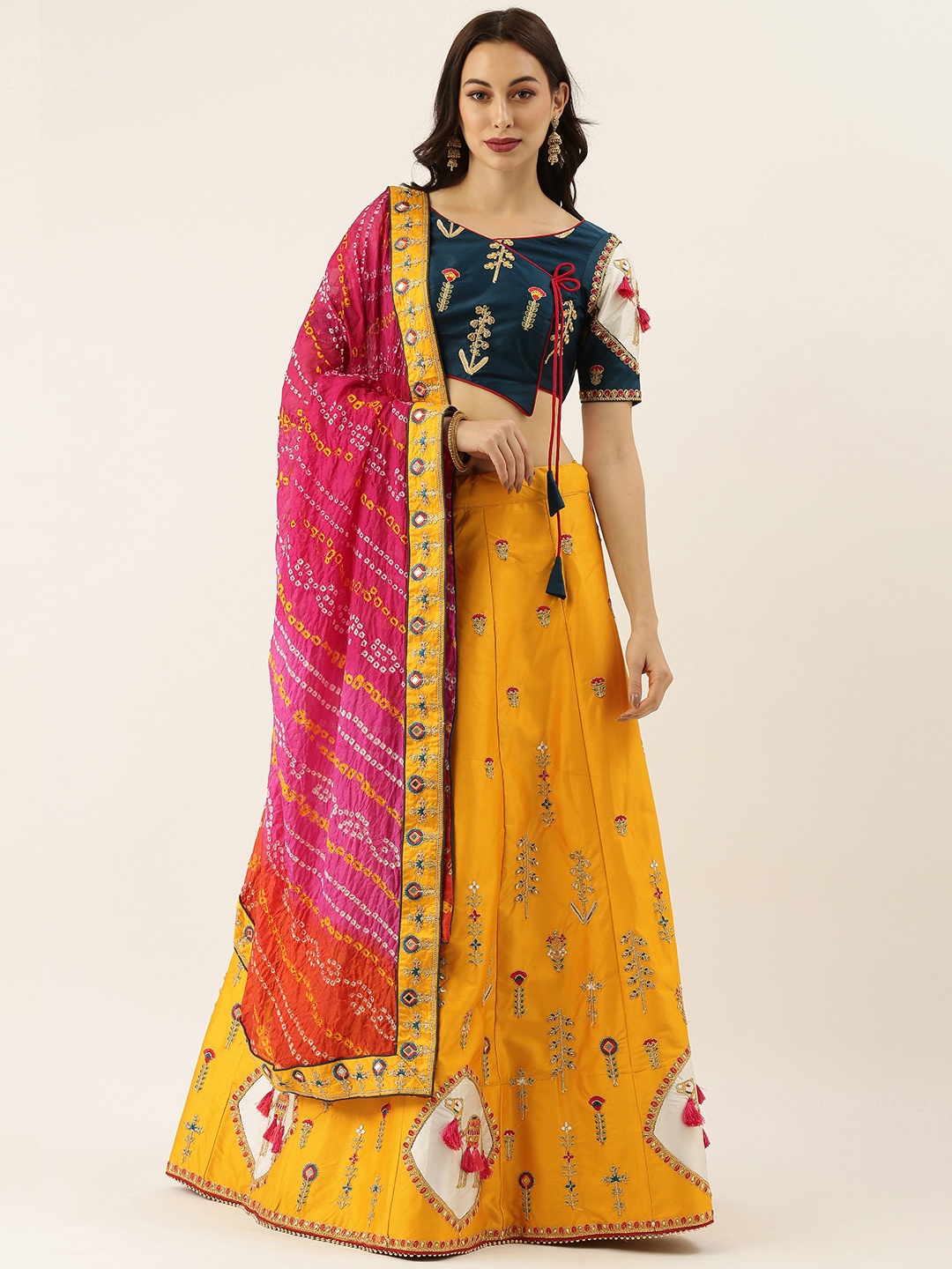panchhi Mustard & Navy Blue Embroidered Semi-Stitched Lehenga & Unstitched Blouse with Dupatta
panchhi Mustard & Navy Blue Embroidered Semi-Stitched Lehenga & Unstitched Blouse with Dupatta