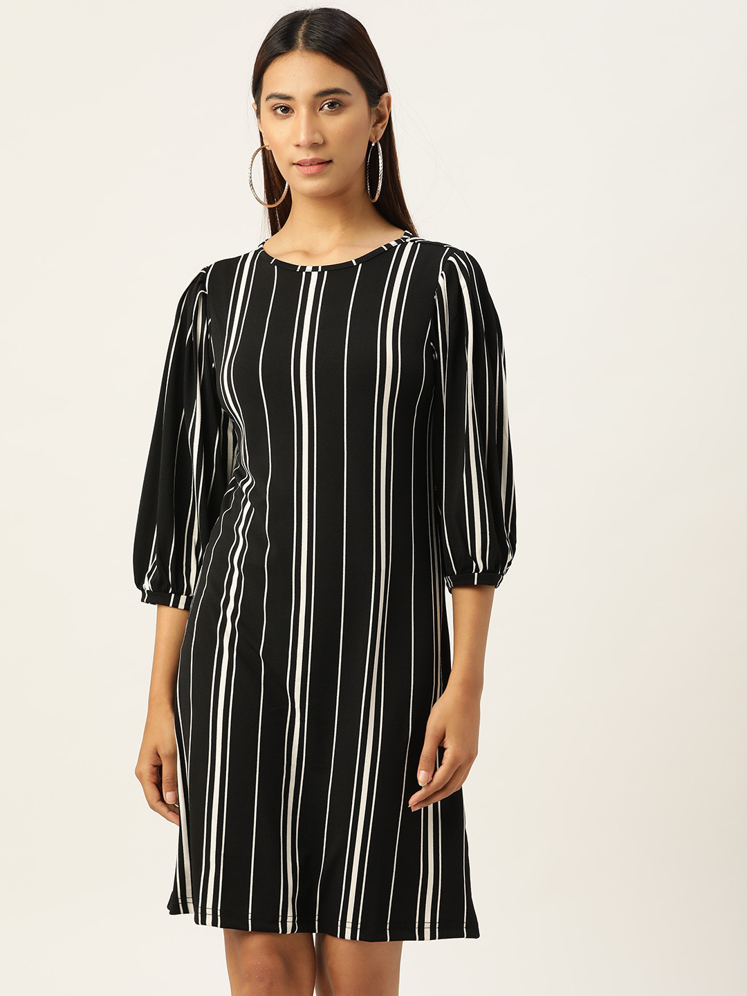 AND Women Black & White Striped Shift Dress
AND Women Black & White Striped Shift Dress