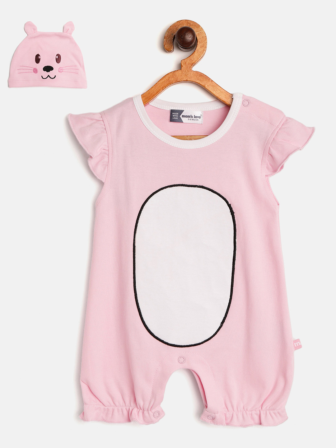 Moms Love Infant Girls Pink & White Colourblocked Pure Cotton Rompers with Bunny Beanie
Moms Love Infant Girls Pink & White Colourblocked Pure Cotton Rompers with Bunny Beanie