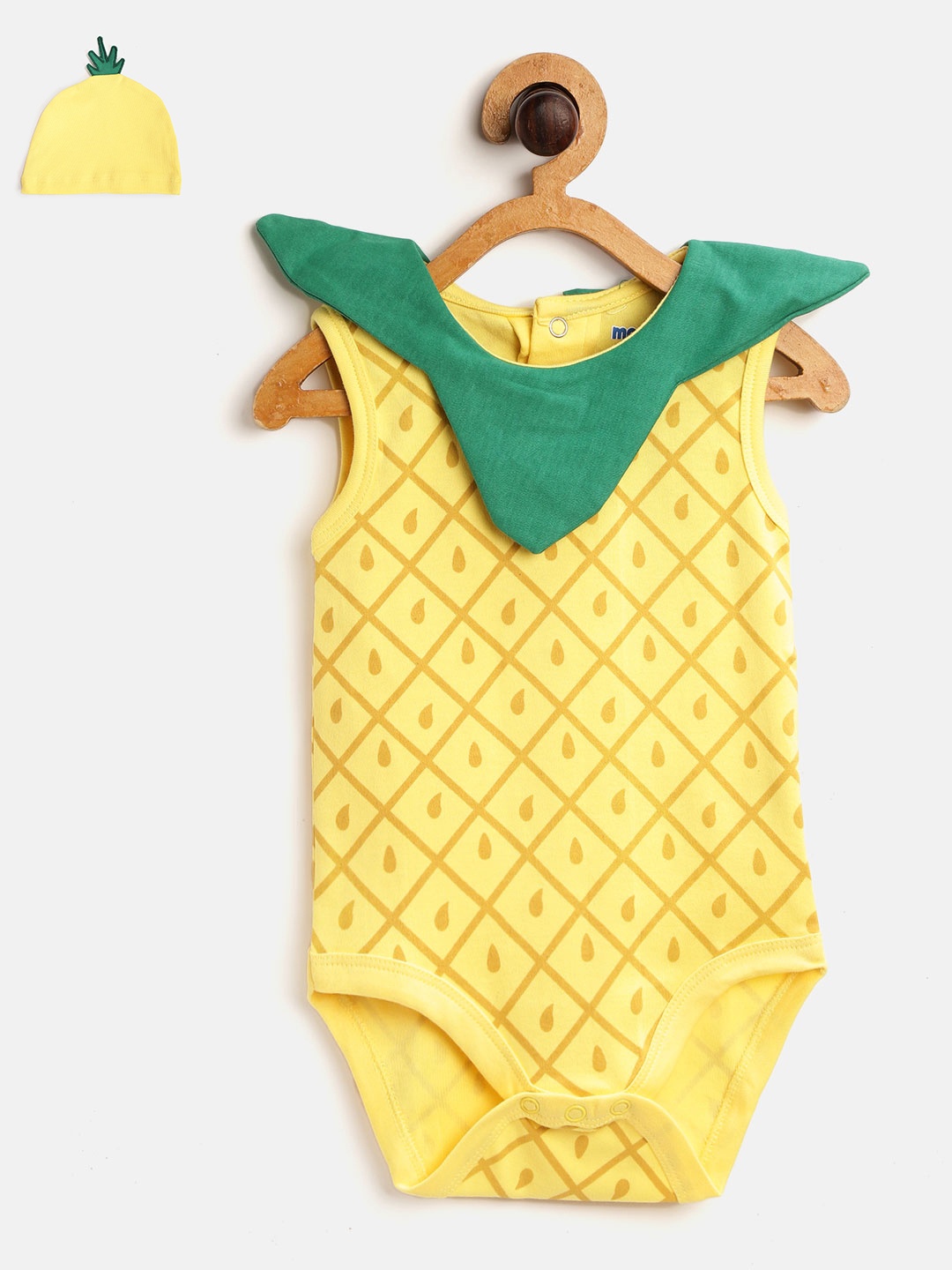 Moms Love Infant Girls Red & Green Pure Cotton Pineapple Bodysuit with Beanie, Yellow
Moms Love Infant Girls Red & Green Pure Cotton Pineapple Bodysuit with Beanie, Yellow