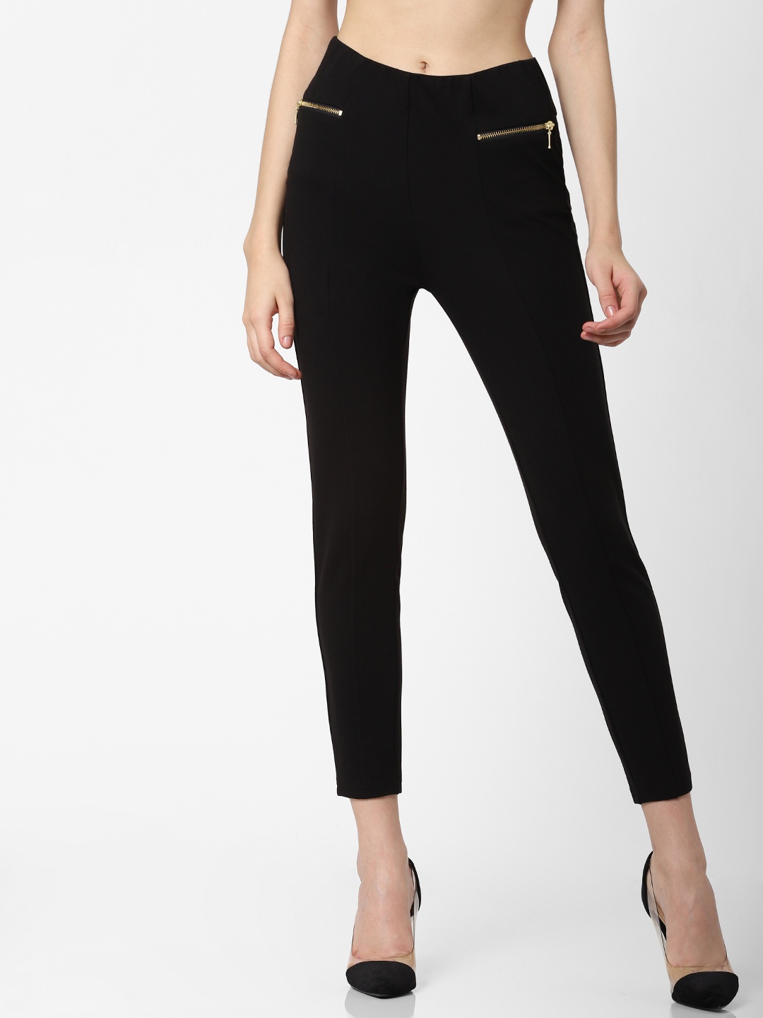 ONLY Women Black Solid Cropped Treggings