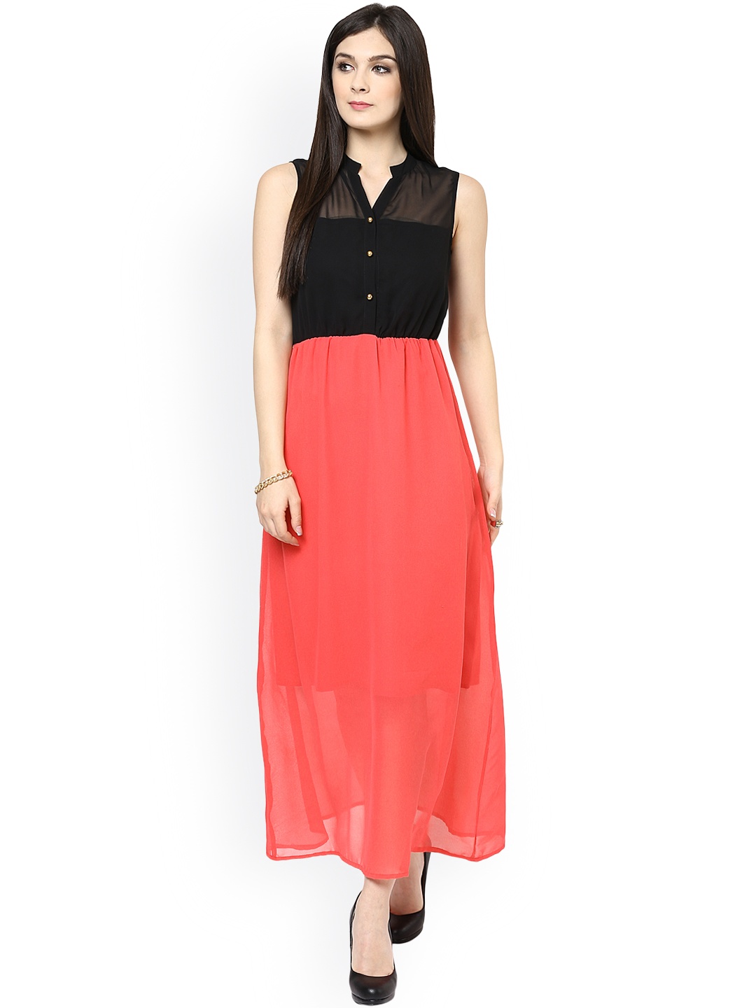 Zima Leto Black & Orange Maxi Dress