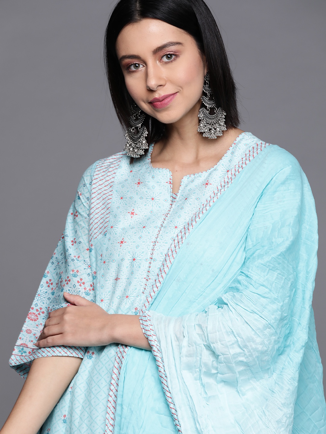 Biba Women Turquoise Blue Motifs Printed Panelled Cotton Kurta with Churidar & Dupatta
Biba Women Turquoise Blue Motifs Printed Panelled Cotton Kurta with Churidar & Dupatta