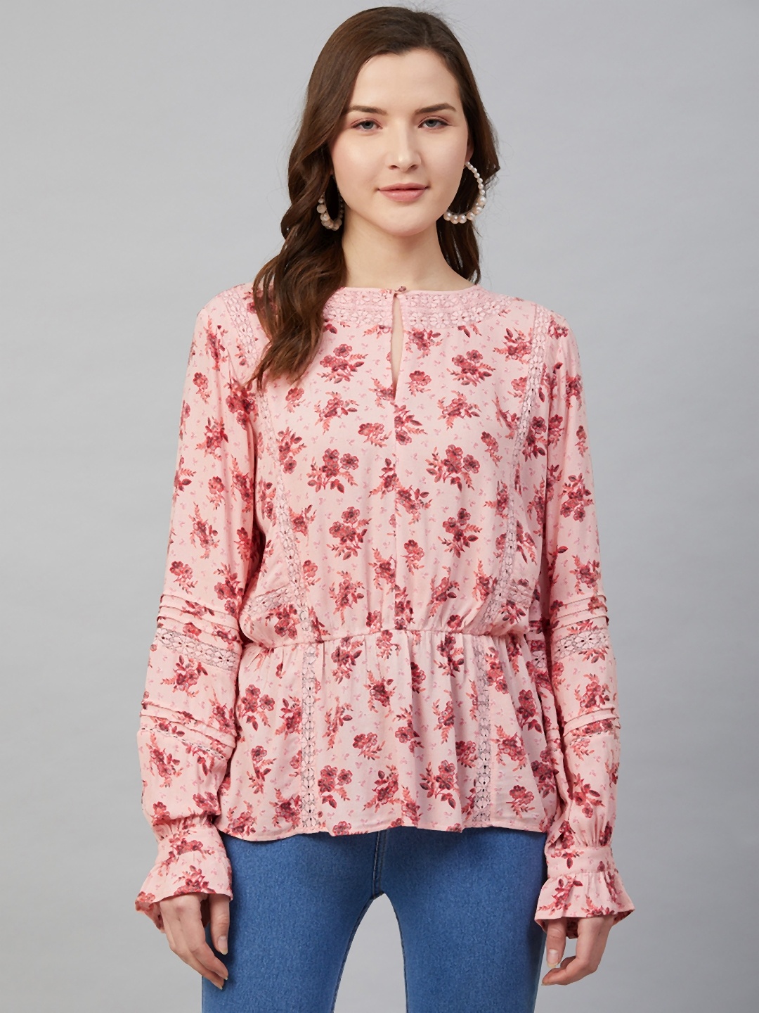 Marks & Spencer Women Pink Floral Printed Sustainable Cinched Waist Top With Lace Inserts
Marks & Spencer Women Pink Floral Printed Sustainable Cinched Waist Top With Lace Inserts