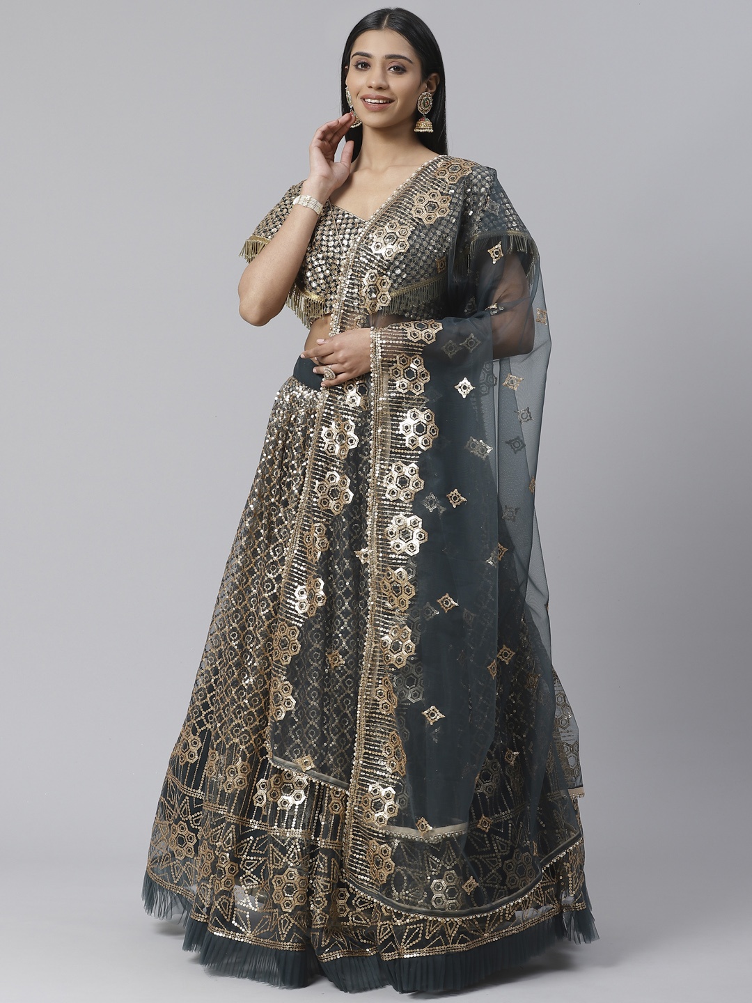 SHOPGARB Green & Golden Embellished Semi-Stitched Lehenga & Unstitched Blouse with Dupatta
SHOPGARB Green & Golden Embellished Semi-Stitched Lehenga & Unstitched Blouse with Dupatta