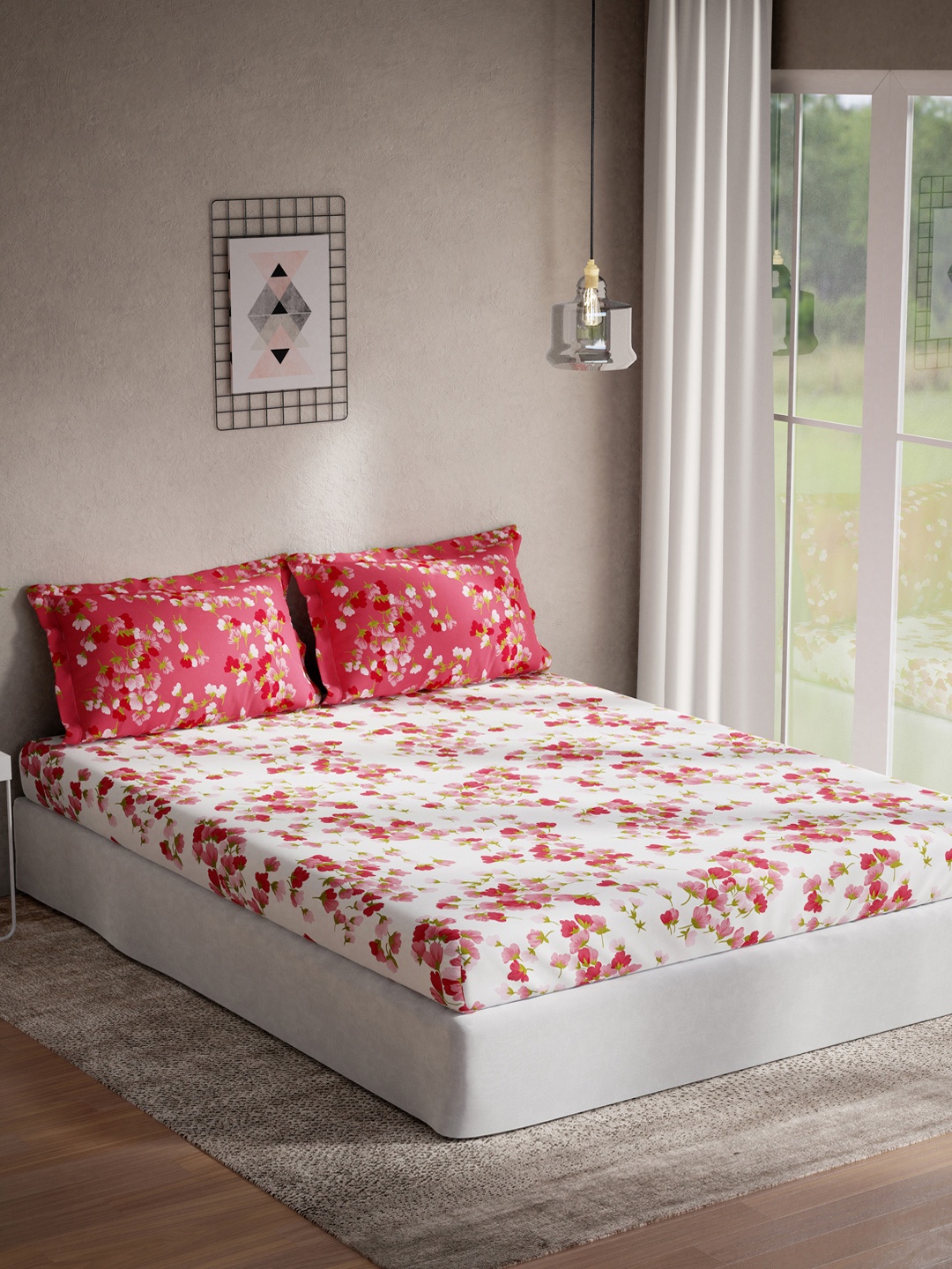 DDecor Red & White Floral Printed 144TC 1 Double Queen Bedsheet With 2 Pillow Covers
DDecor Red & White Floral Printed 144TC 1 Double Queen Bedsheet With 2 Pillow Covers