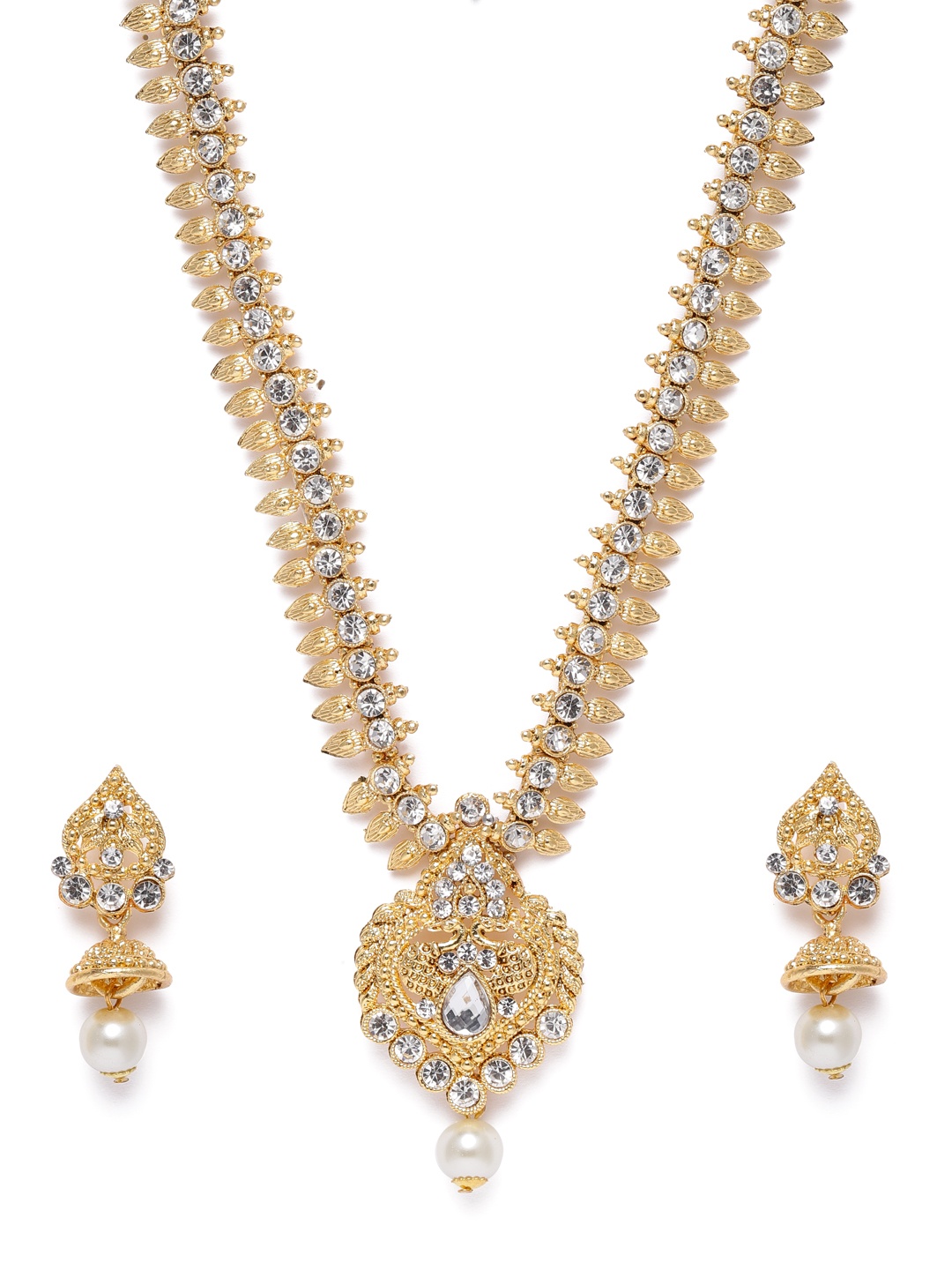 Kord Store White Gold-Plated Stone Studded Jewellery Set