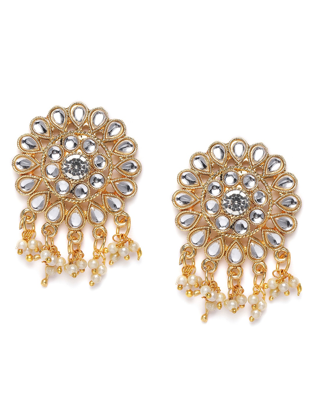 Kord Store Gold-Plated & White Circular Drop Earrings