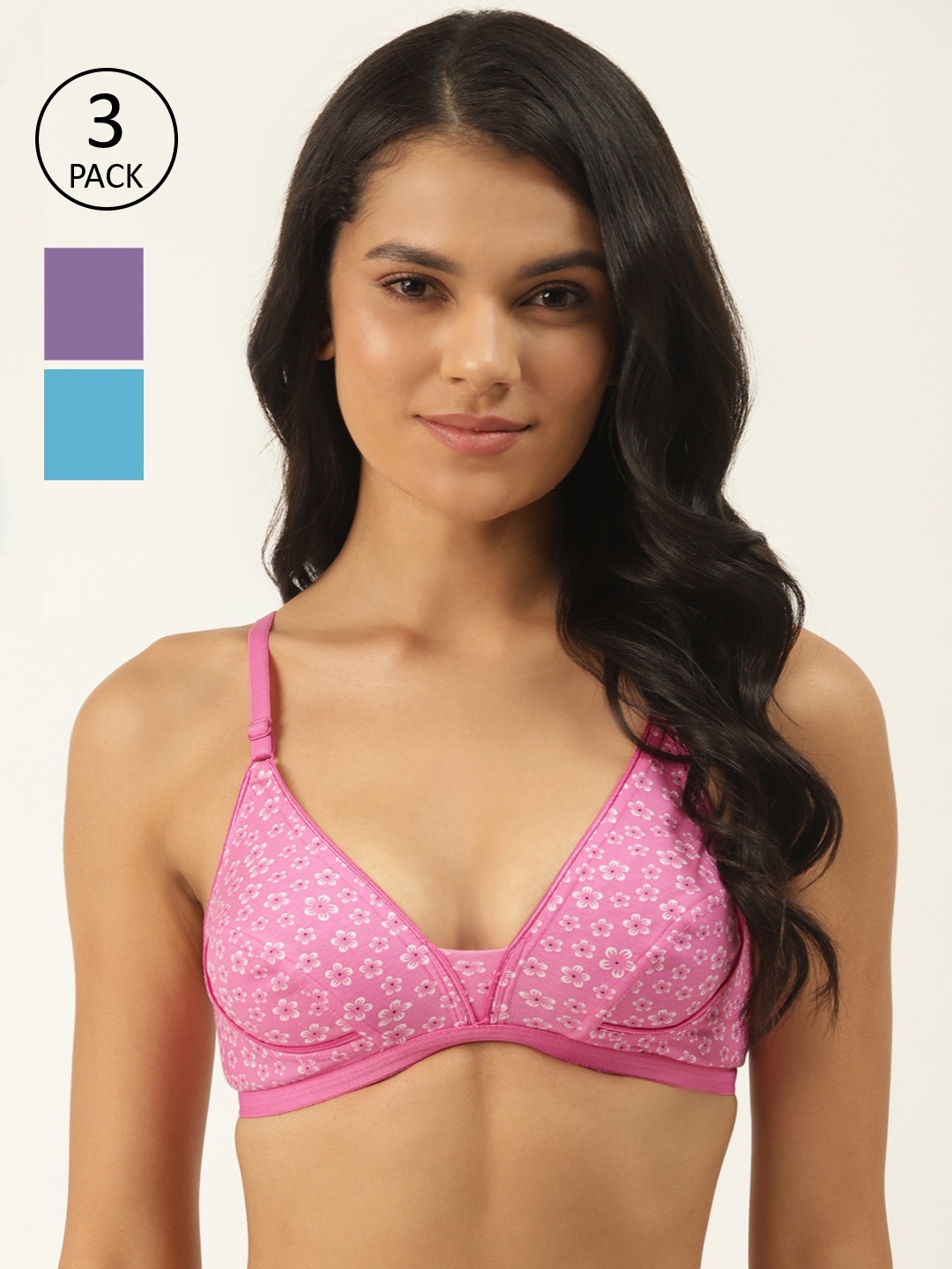 Softskin Pack of 3 Floral Print Non-Wired Non Padded Pure Cotton Everyday Bras_30B_3, Pink
Softskin Pack of 3 Floral Print Non-Wired Non Padded Pure Cotton Everyday Bras_30B_3, Pink