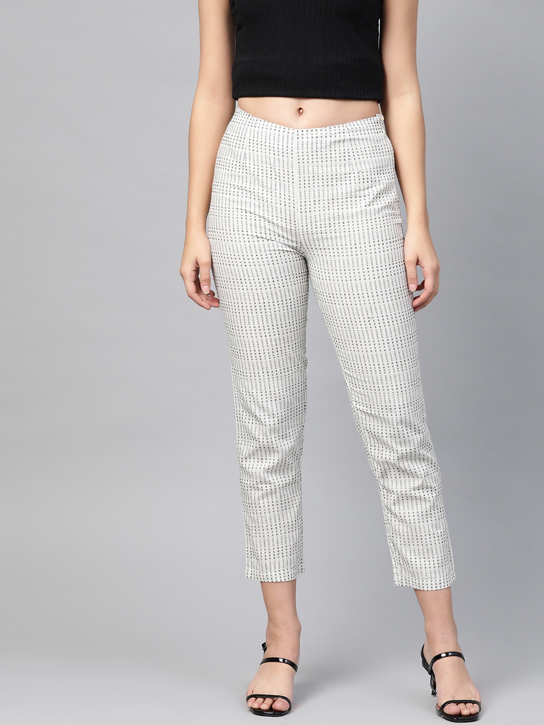 PINKSKY Women White Smart Slim Striped Sustainable Handloom Cropped Cigarette Trousers
PINKSKY Women White Smart Slim Striped Sustainable Handloom Cropped Cigarette Trousers