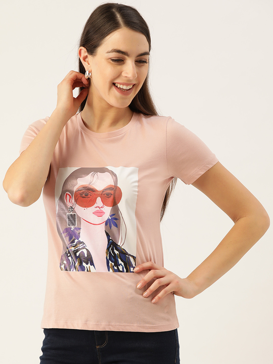 Madame Women Peach-Coloured Printed Pure Cotton Round Neck T-shirt
Madame Women Peach-Coloured Printed Pure Cotton Round Neck T-shirt