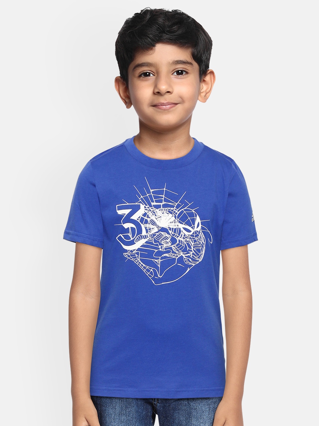 ADIDAS Boys Blue White DSNY 2 Spiderman Print Round Neck Pure Cotton Sustainable T-shirt
ADIDAS Boys Blue White DSNY 2 Spiderman Print Round Neck Pure Cotton Sustainable T-shirt
