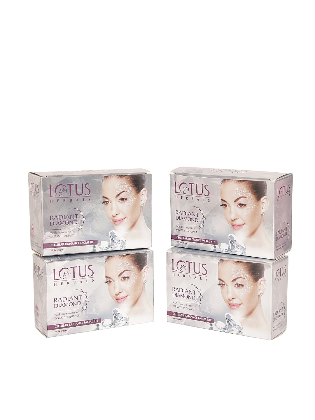 Lotus Herbals Sustainable Pack of 4 Radiant Diamond Cellular Radiance Facial Kit, Silver
Lotus Herbals Sustainable Pack of 4 Radiant Diamond Cellular Radiance Facial Kit, Silver