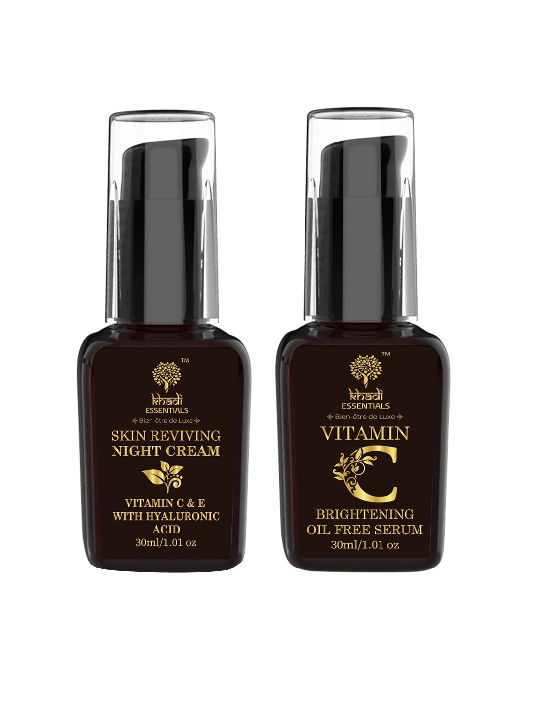 KHADI ESSENTIALS Unisex Set of Skin Reviving HA Night Cream & Vit C Face Serum 60 ml, Brown
KHADI ESSENTIALS Unisex Set of Skin Reviving HA Night Cream & Vit C Face Serum 60 ml, Brown