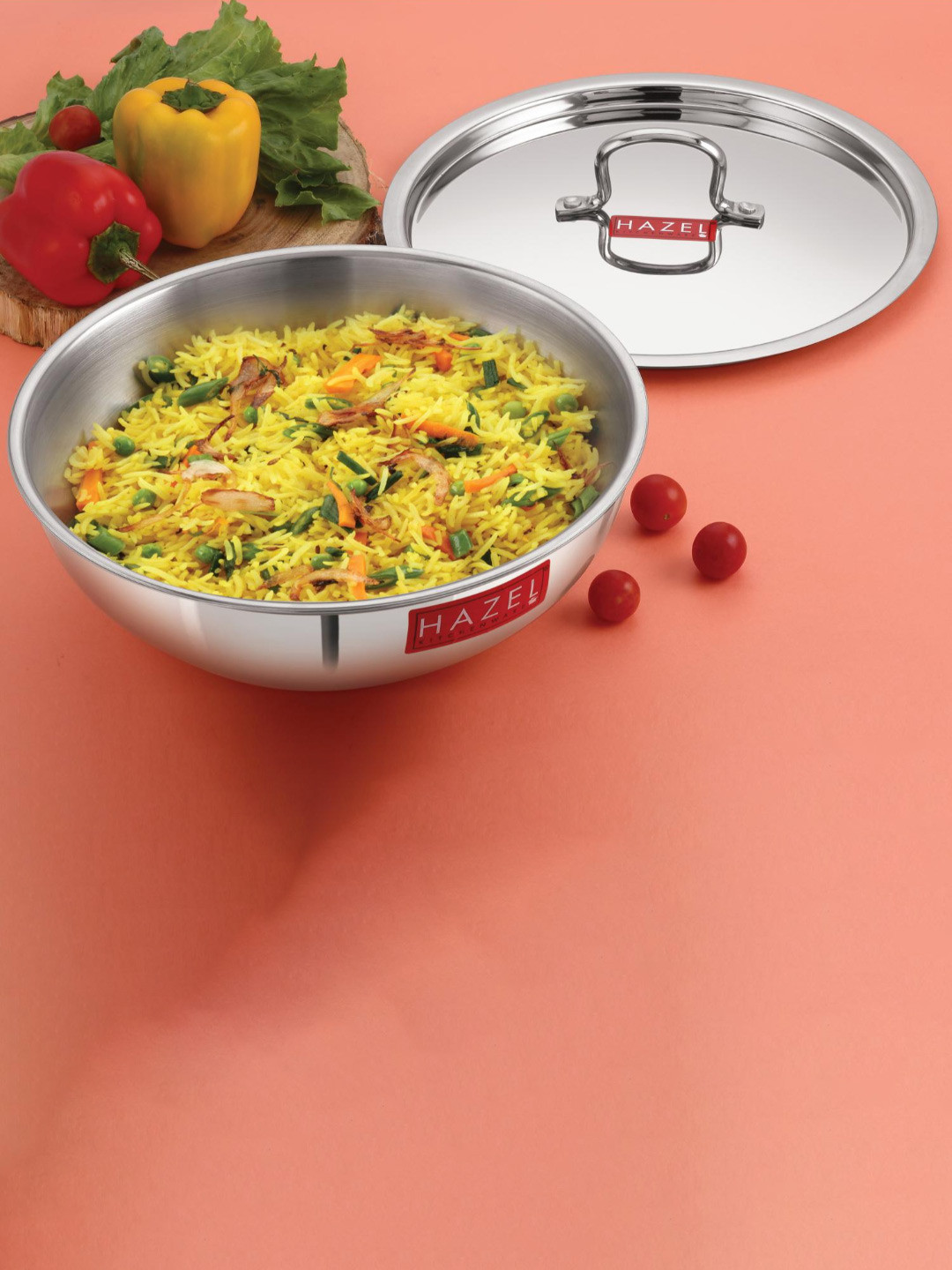 HAZEL Silver-Toned Triply Stainless Steel Induction Bottom Kadhai With Stainless Steel Lid
HAZEL Silver-Toned Triply Stainless Steel Induction Bottom Kadhai With Stainless Steel Lid
