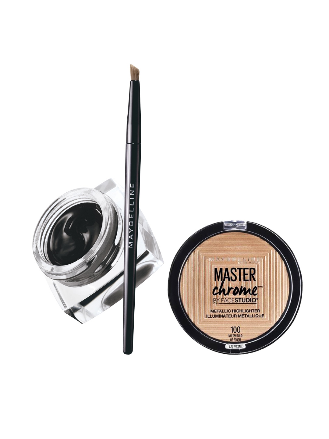 Maybelline Lasting Drama Gel Eyeliner & Master Chrome by FaceStudio Highlighter Set, Gold
Maybelline Lasting Drama Gel Eyeliner & Master Chrome by FaceStudio Highlighter Set, Gold