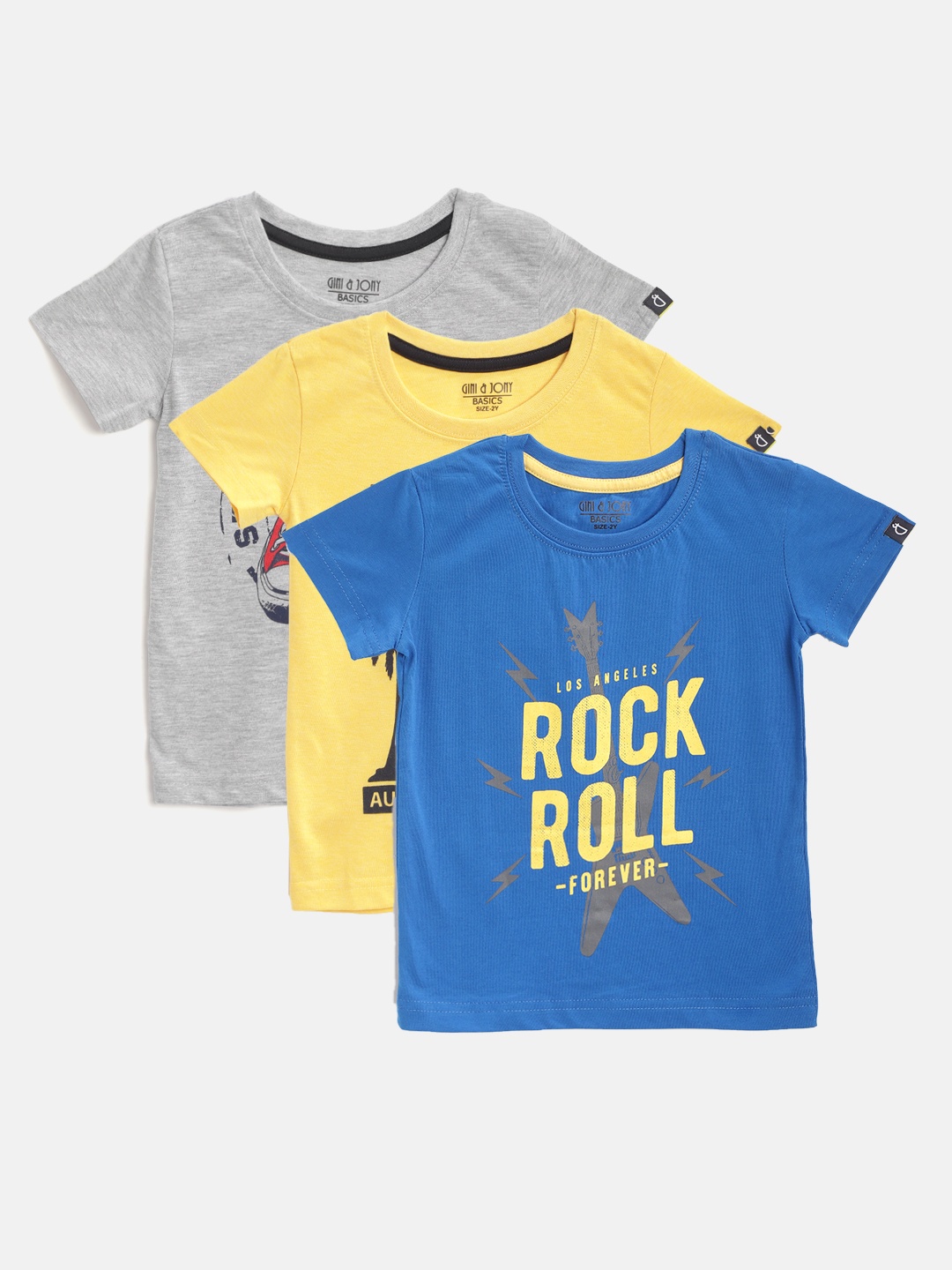Gini and Jony Boys Pack of 3 Typography Print Round Neck Pure Cotton T-shirts, Navy blue
Gini and Jony Boys Pack of 3 Typography Print Round Neck Pure Cotton T-shirts, Navy blue