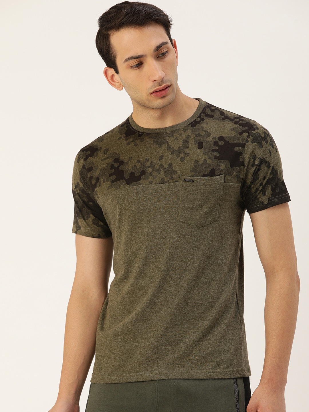 Proline Active Men Olive Green Black Camouflage Placement Printed Round Neck Pure Cotton T-shirt
Proline Active Men Olive Green Black Camouflage Placement Printed Round Neck Pure Cotton T-shirt
