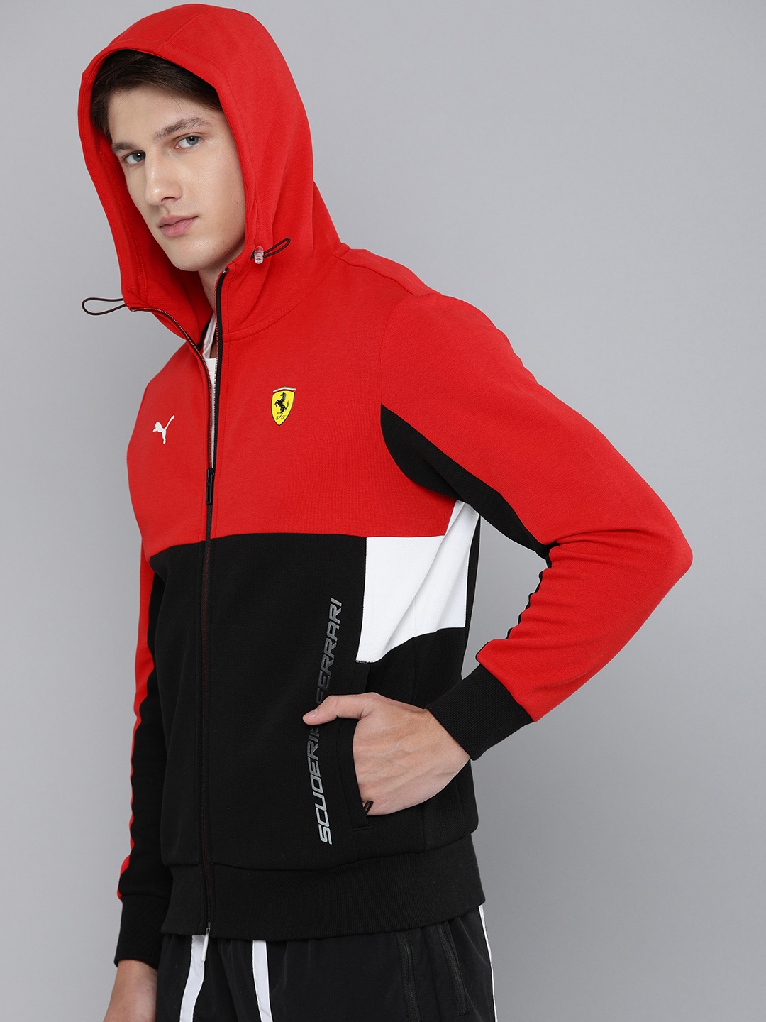 PUMA Motorsport Men Red & Black Colourblocked Scuderia Ferrari Race Hooded Sweat MSP Jacket
PUMA Motorsport Men Red & Black Colourblocked Scuderia Ferrari Race Hooded Sweat MSP Jacket