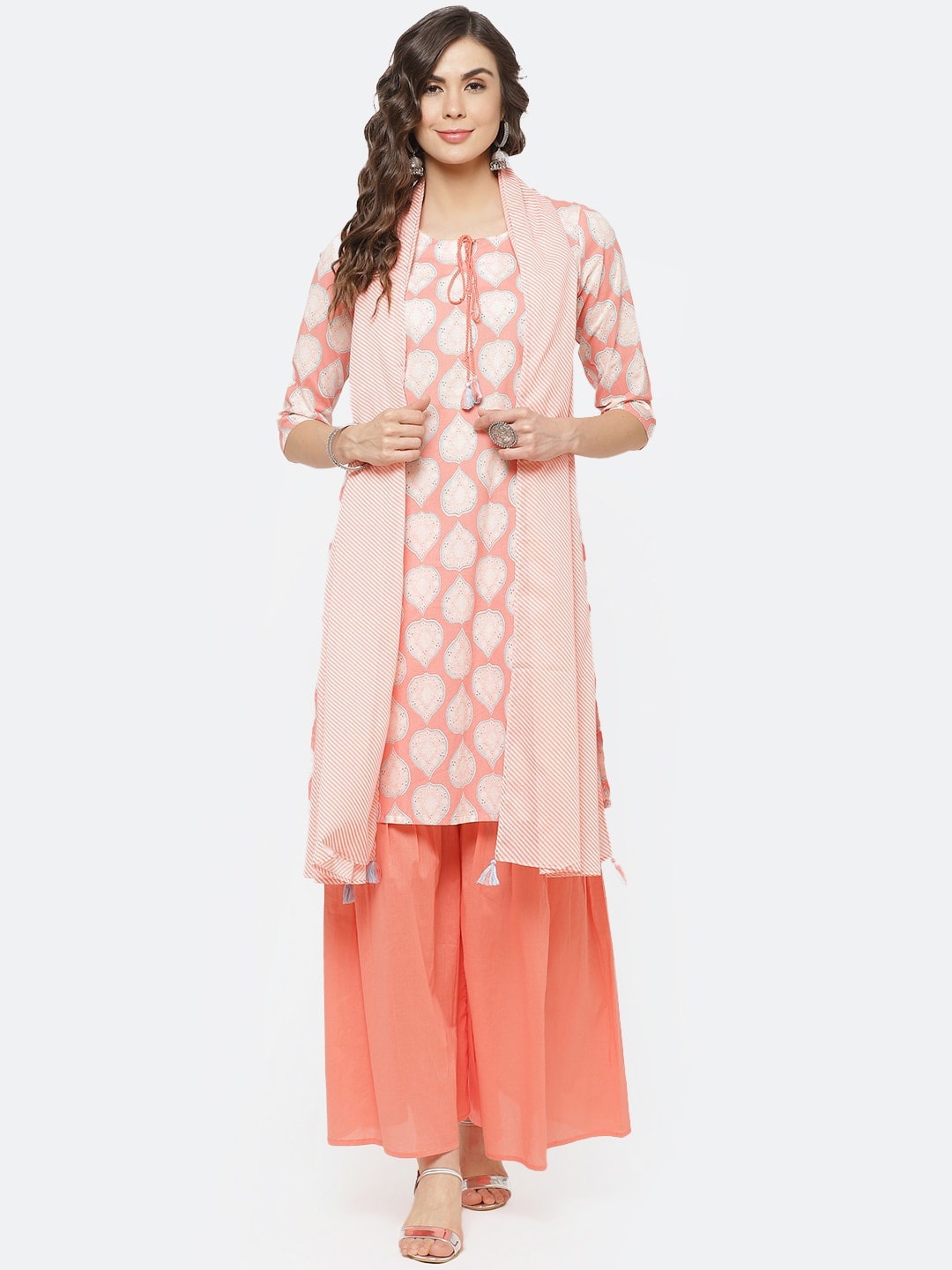 Rangriti Women Orange Ethnic Motifs Printed Pure Cotton Kurta with Sharara & With Dupatta
Rangriti Women Orange Ethnic Motifs Printed Pure Cotton Kurta with Sharara & With Dupatta