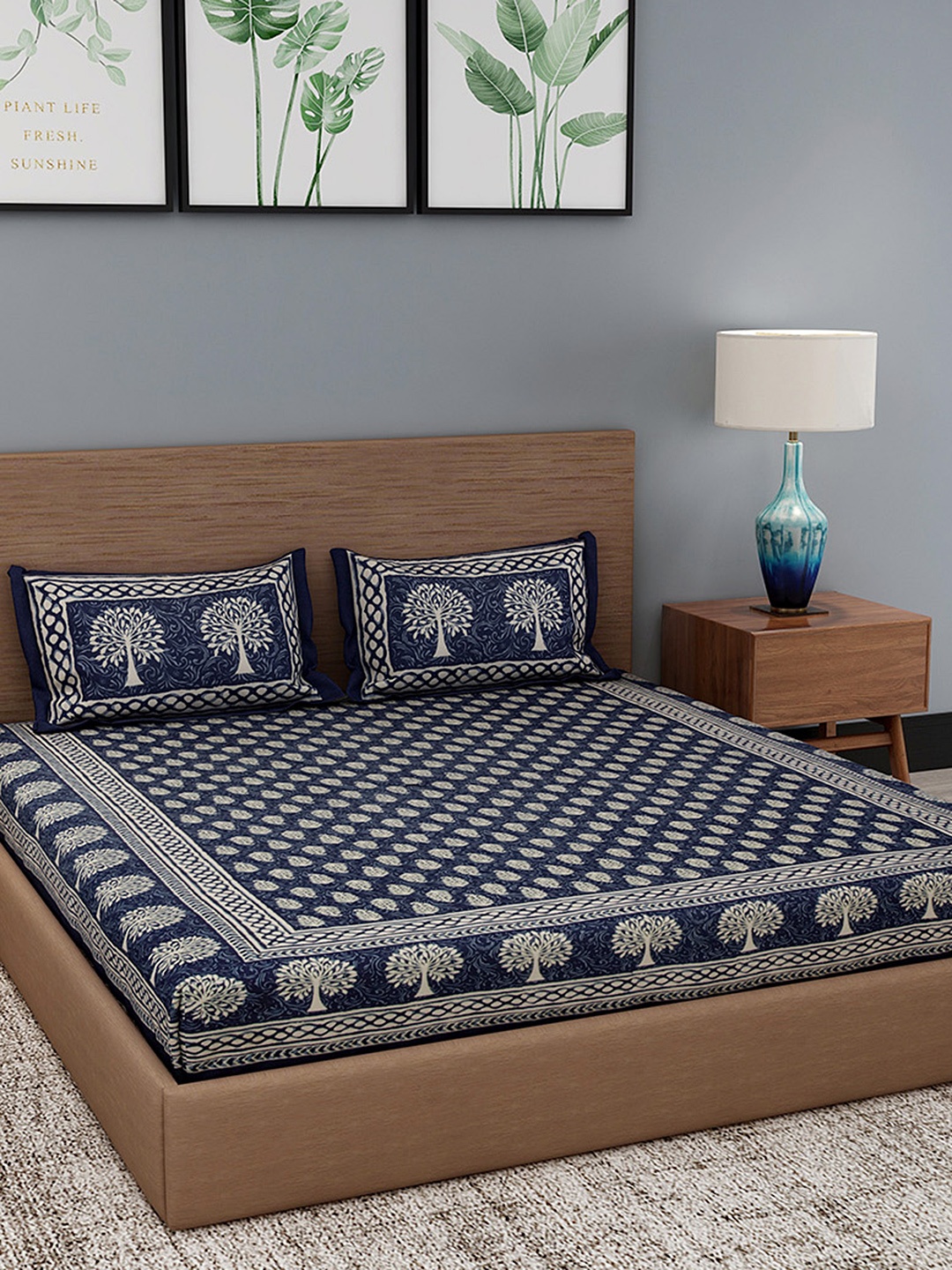 Gulaab Jaipur Navy Blue Indigo Hand Block Print 400 TC Queen Bedsheet with 2 Pillow Cover
Gulaab Jaipur Navy Blue Indigo Hand Block Print 400 TC Queen Bedsheet with 2 Pillow Cover