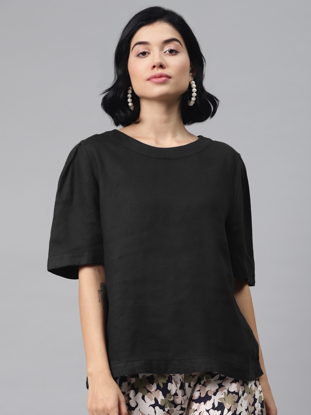 Marks & Spencer Black Linen Top