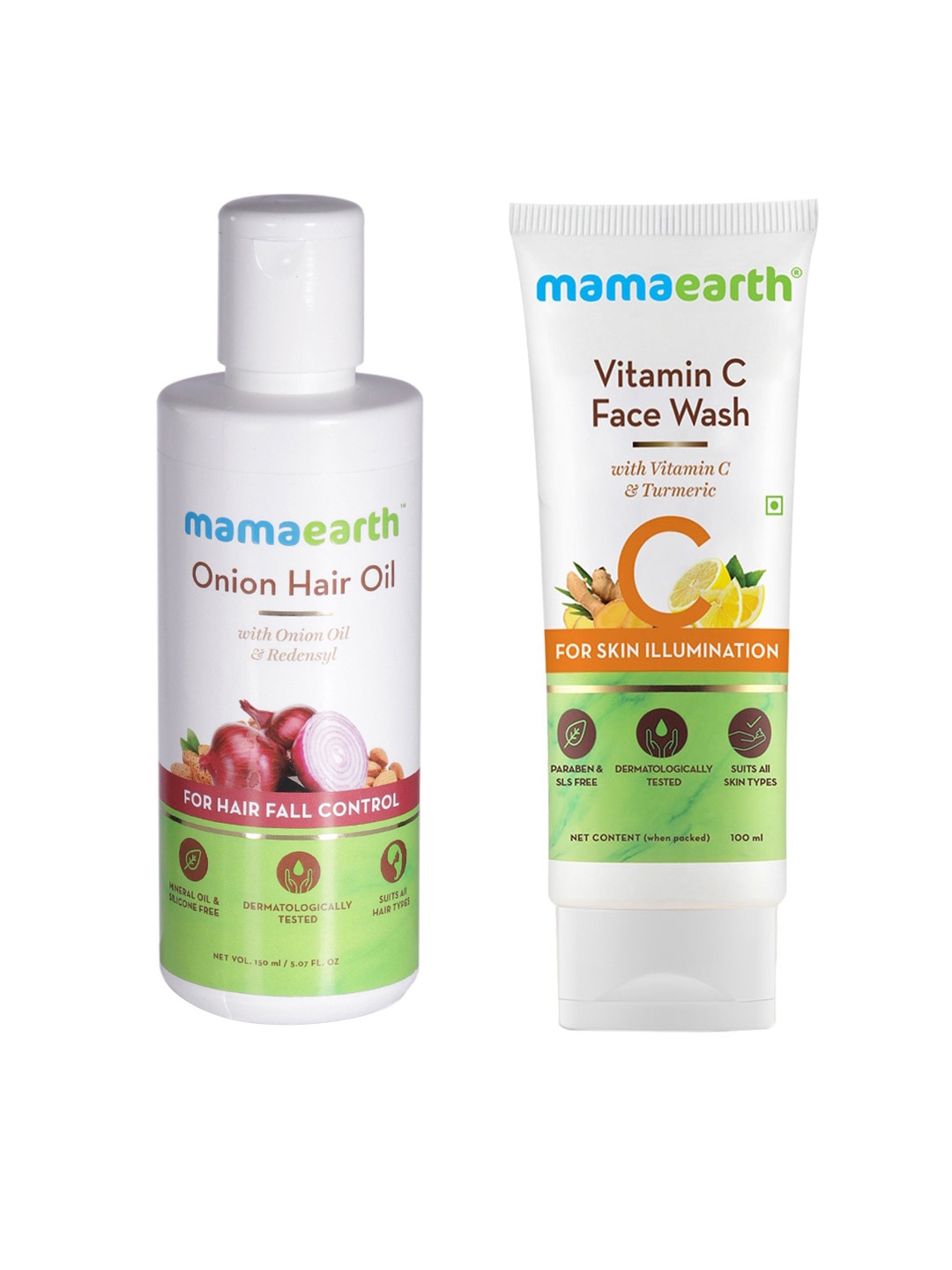 Mamaearth Set of Vitamin C Face Wash - 150 ml & Onion Hair Fall Control Hair Oil - 100 ml, White
Mamaearth Set of Vitamin C Face Wash - 150 ml & Onion Hair Fall Control Hair Oil - 100 ml, White