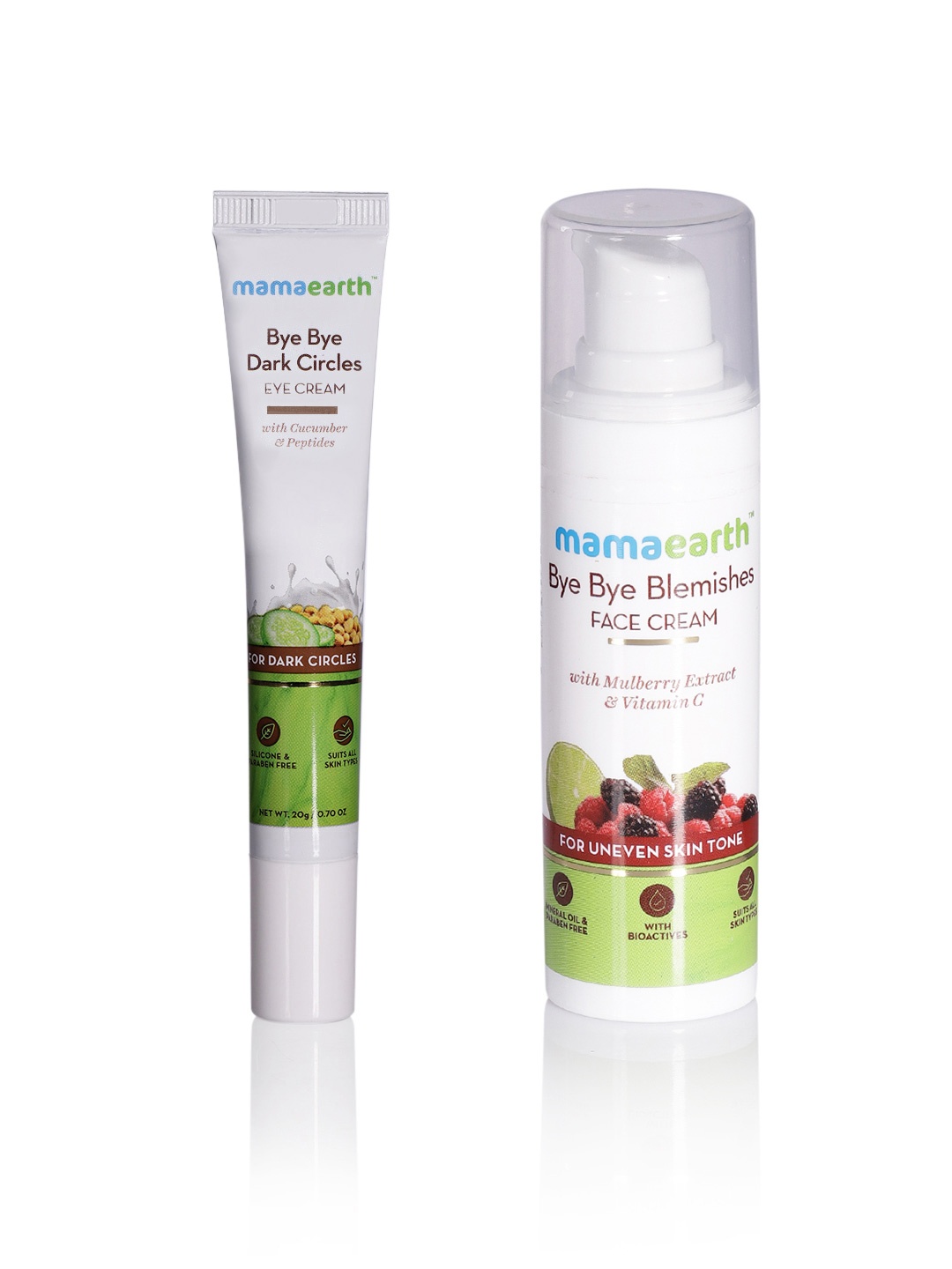 Mamaearth Unisex Set of Bye Bye Blemishes Face Cream & Dark Circles Eye Cream, White
Mamaearth Unisex Set of Bye Bye Blemishes Face Cream & Dark Circles Eye Cream, White
