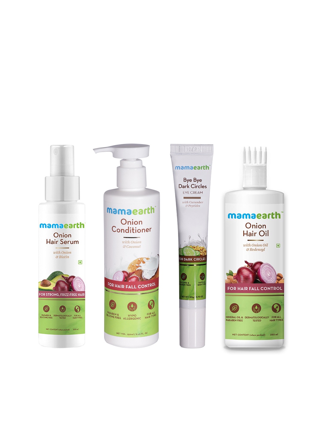 Mamaearth Sustainable Set of 4 Onion Conditioner, Eye Cream, Onion Hair Oil & Hair Serum, Off white
Mamaearth Sustainable Set of 4 Onion Conditioner, Eye Cream, Onion Hair Oil & Hair Serum, Off white