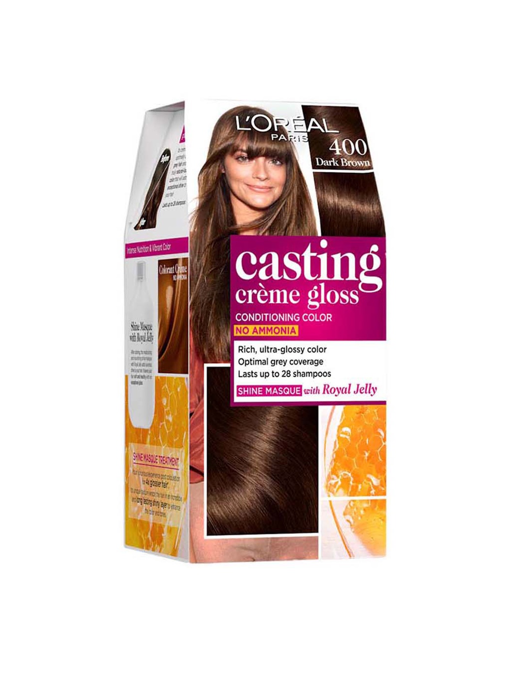 LOreal Paris Casting Creme Gloss No Ammonia Hair Colour 87.5 g + 72 ml - Dark Brown 400
LOreal Paris Casting Creme Gloss No Ammonia Hair Colour 87.5 g + 72 ml - Dark Brown 400