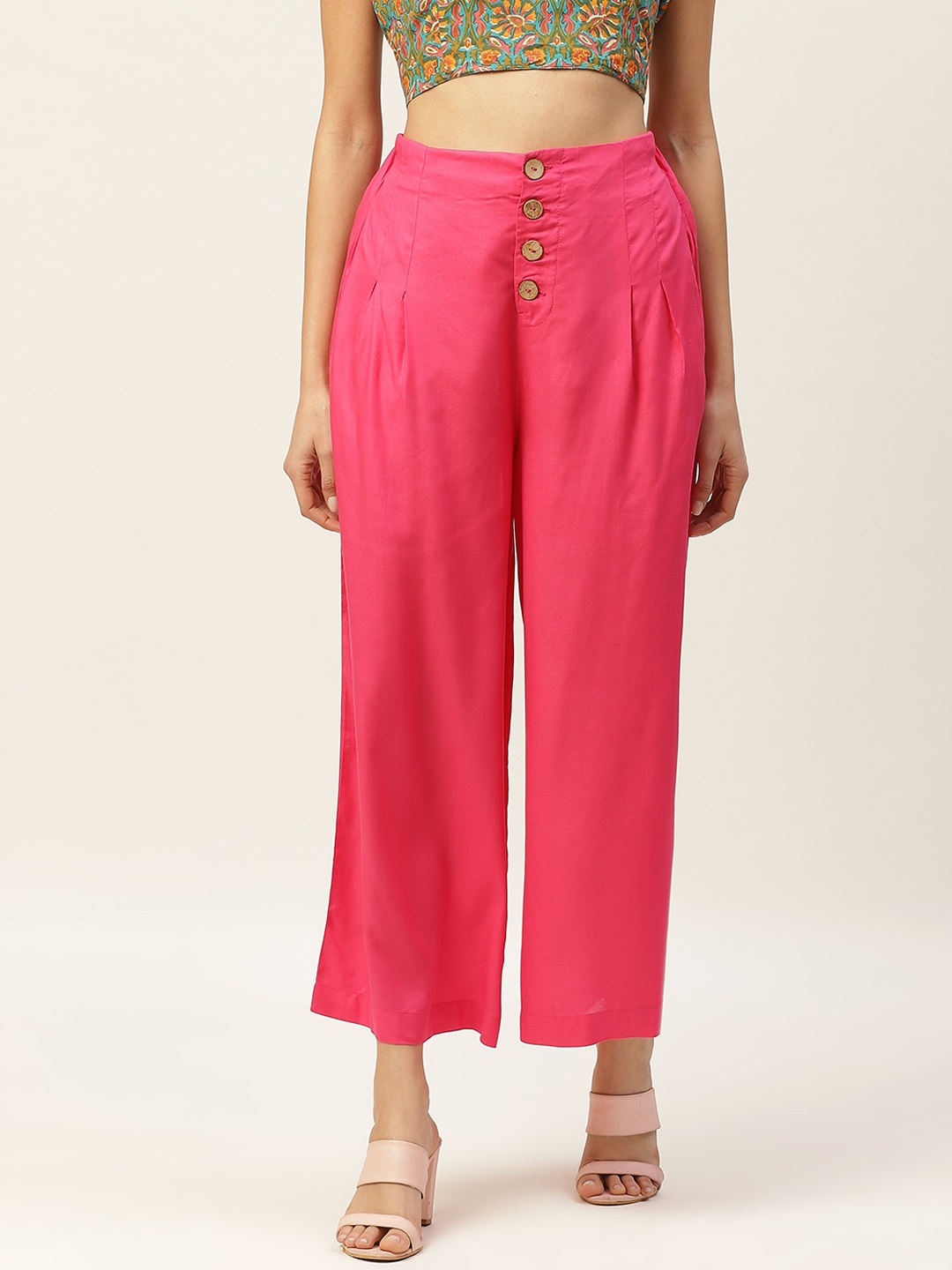Shae by SASSAFRAS Women Pink Regular Fit Solid Cropped Parallel Trousers
Shae by SASSAFRAS Women Pink Regular Fit Solid Cropped Parallel Trousers