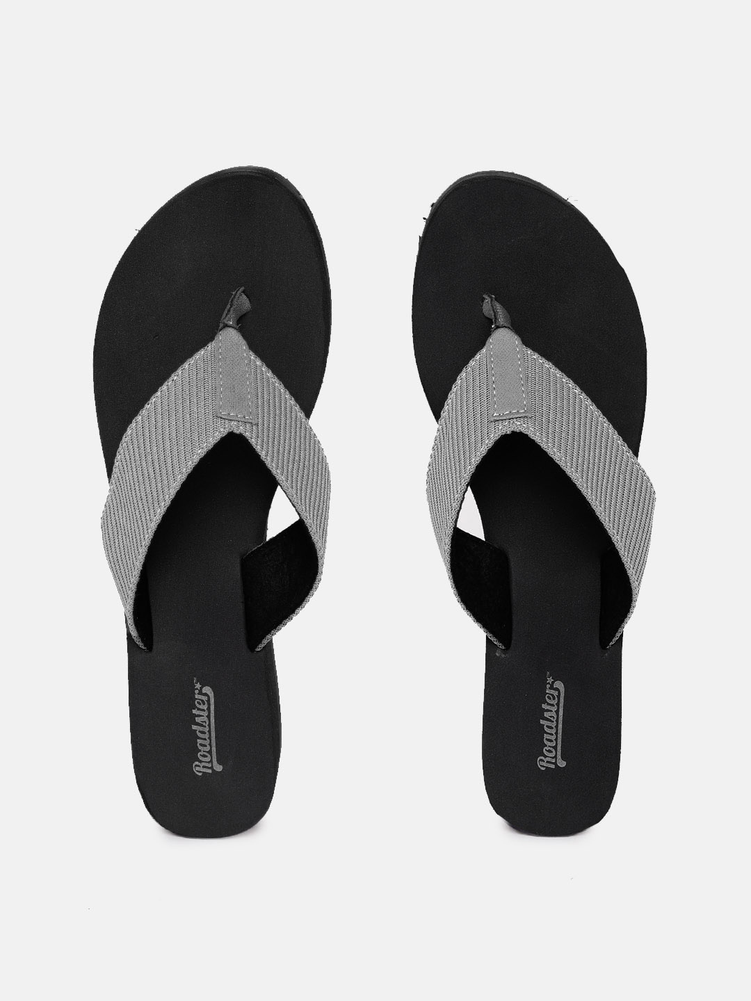 Roadster Women Grey Woven Design Heeled Thong Flip-Flops