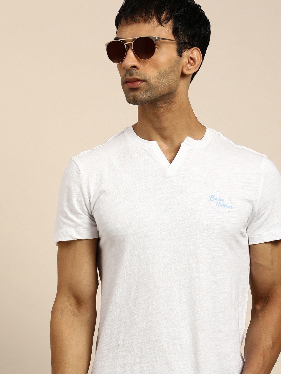 Being Human Men White & Multicoloured Printed V-Neck Pure Cotton Slim Fit Casual T-shirt
Being Human Men White & Multicoloured Printed V-Neck Pure Cotton Slim Fit Casual T-shirt