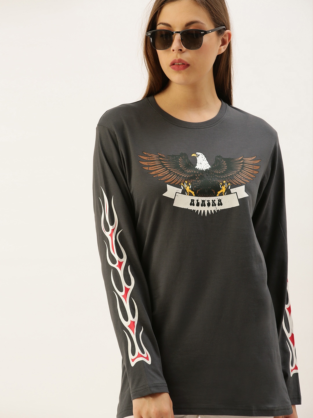 DILLINGER Women Charcoal Grey Graphic Printed Round Neck Longline Oversized Pure Cotton T-shirt
DILLINGER Women Charcoal Grey Graphic Printed Round Neck Longline Oversized Pure Cotton T-shirt