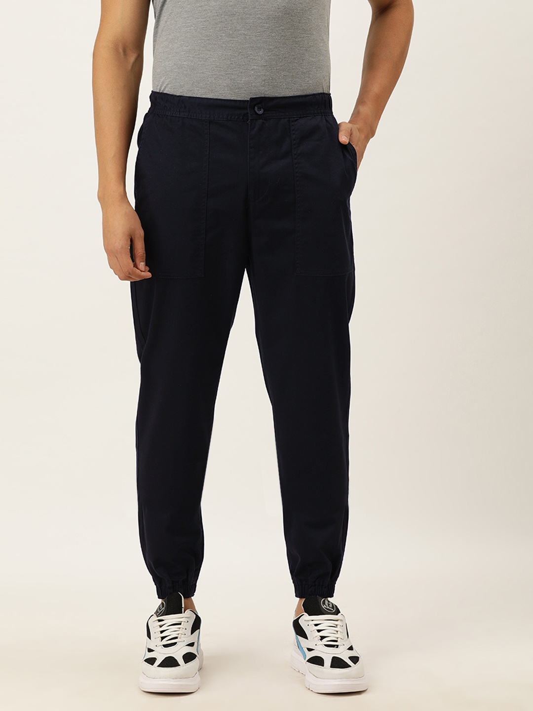 ether Men Black Slim Fit Joggers Trousers