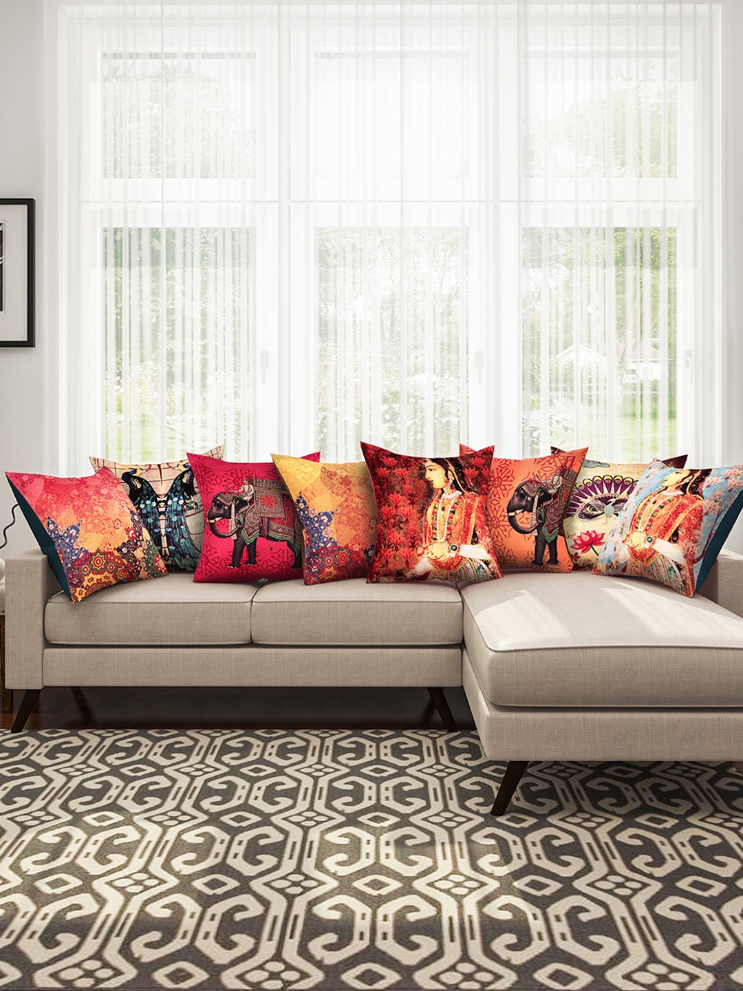 SEJ by Nisha Gupta Multicoloured 16" x 16" Set of 8 Square Cushion Covers, Multi
SEJ by Nisha Gupta Multicoloured 16" x 16" Set of 8 Square Cushion Covers, Multi