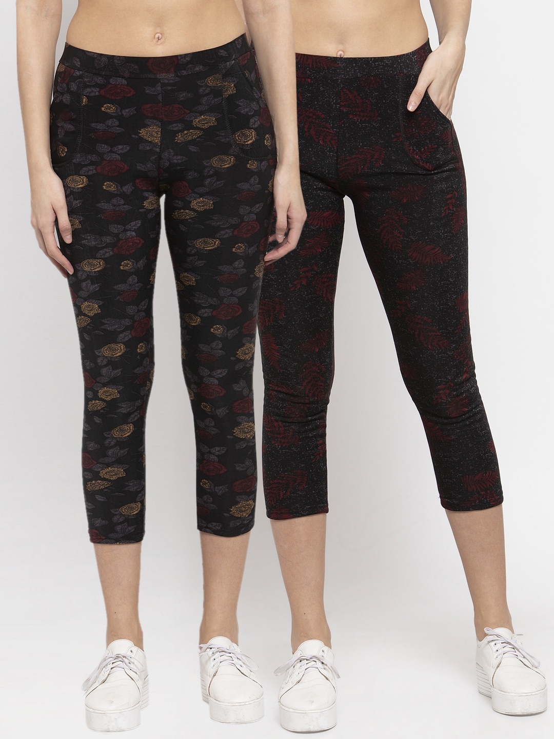 KLOTTHE Women Multicolored Set of 2 Printed Cropped Skinny Fit Woolen Jeggings, Multi
KLOTTHE Women Multicolored Set of 2 Printed Cropped Skinny Fit Woolen Jeggings, Multi