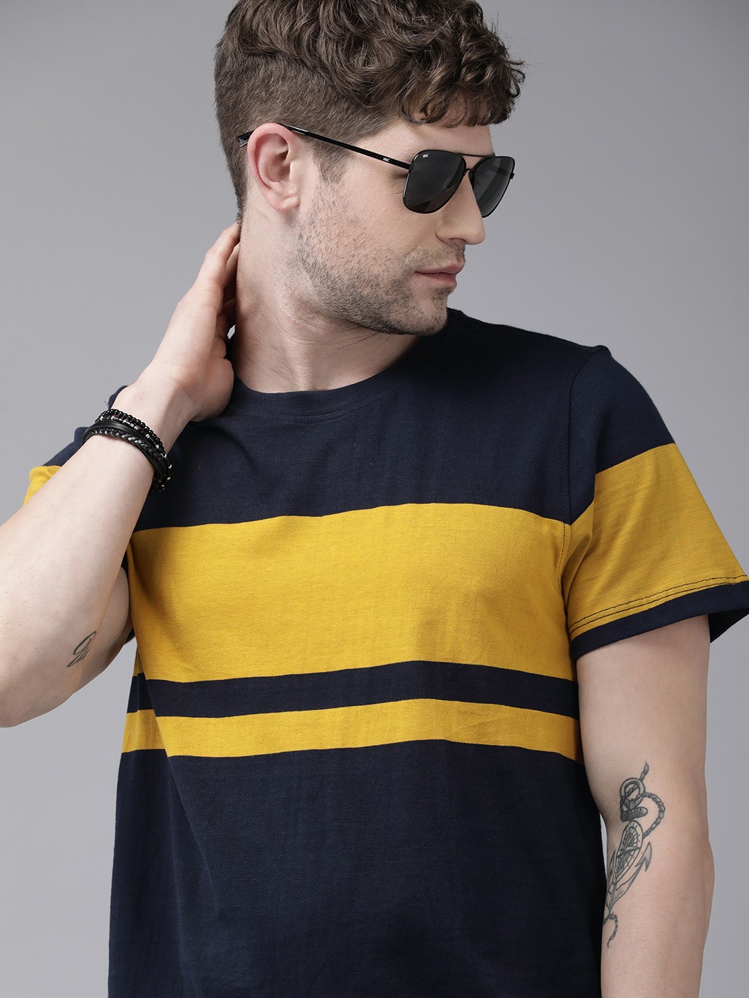 The Roadster Lifestyle Co Men Navy Blue Mustard Yellow Colourblocked Pure Cotton T-shirt
The Roadster Lifestyle Co Men Navy Blue Mustard Yellow Colourblocked Pure Cotton T-shirt