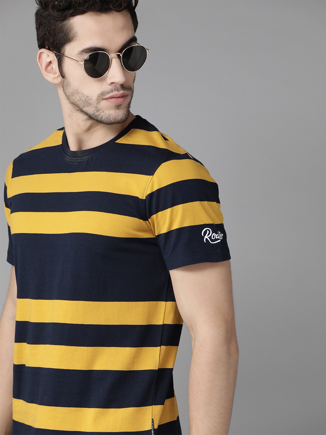 The Roadster Lifestyle Co Men Mustard Navy Blue Pure Cotton Striped Round Neck Pure Cotton T-shirt
The Roadster Lifestyle Co Men Mustard Navy Blue Pure Cotton Striped Round Neck Pure Cotton T-shirt