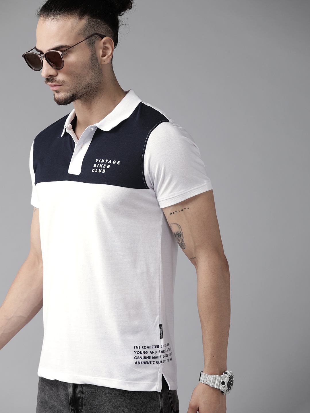 The Roadster Lifestyle Co Men White Navy Blue Pure Cotton Colourblocked Polo Collar Pure Cotton T-shirt
The Roadster Lifestyle Co Men White Navy Blue Pure Cotton Colourblocked Polo Collar Pure Cotton T-shirt