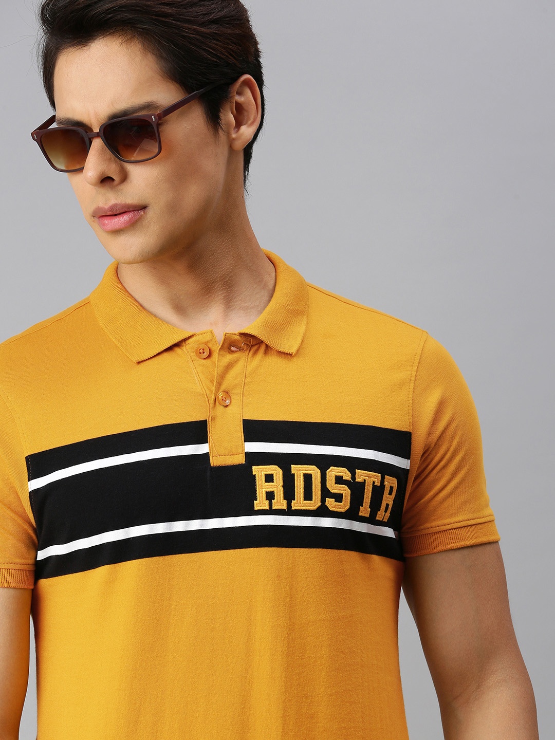 The Roadster Lifestyle Co Men Mustard Striped Pure Cotton Polo Collar Pure Cotton T-shirt
The Roadster Lifestyle Co Men Mustard Striped Pure Cotton Polo Collar Pure Cotton T-shirt