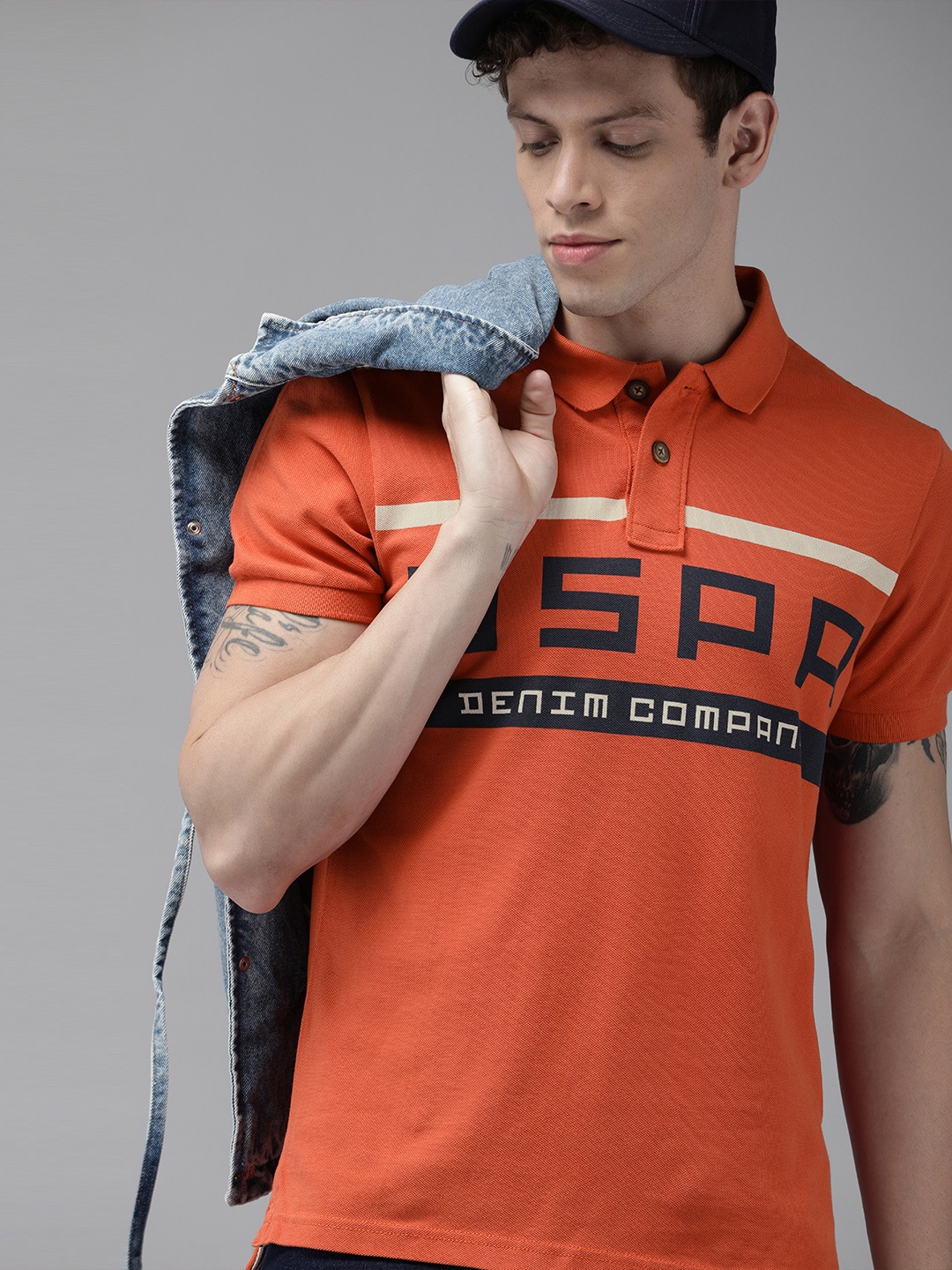 U.S. Polo Assn. Denim Co. Men Rust Orange Printed Polo Collar Pure Cotton T-shirt
U.S. Polo Assn. Denim Co. Men Rust Orange Printed Polo Collar Pure Cotton T-shirt